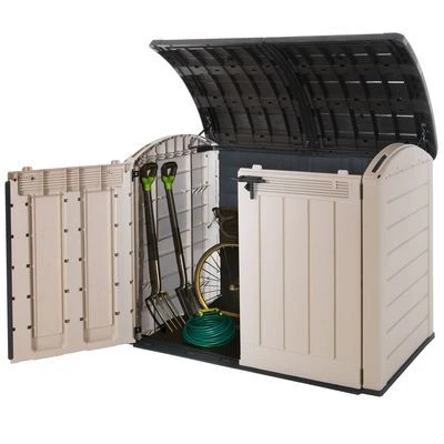 Keter Store It Out Ultra Wood Effect Plastic Barrel Bike Store - Image 2