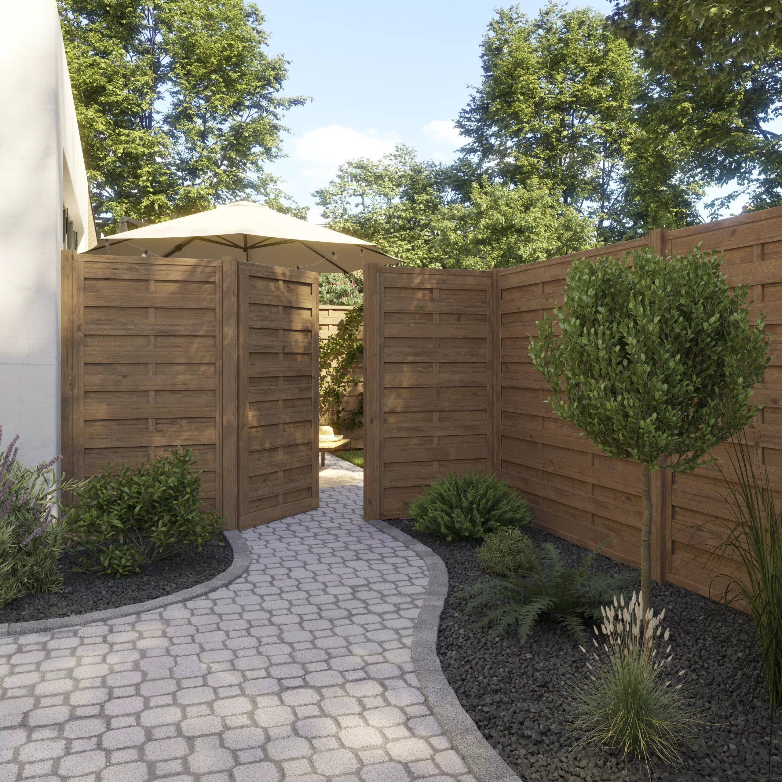 Klikstrom Tiama Pine Horizontal Slats Gate, (H)1.8m (W)0.9m - Image 3