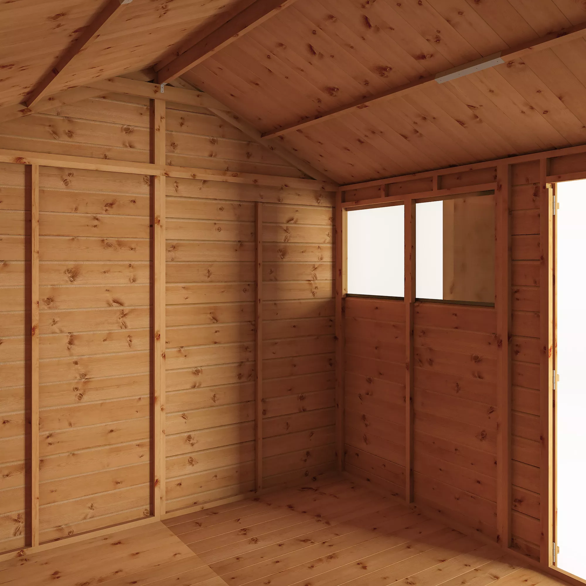 Mercia 10x8 Ft Reverse Apex Tongue & Groove Wooden 4 Windows Shed With Floor - Image 3