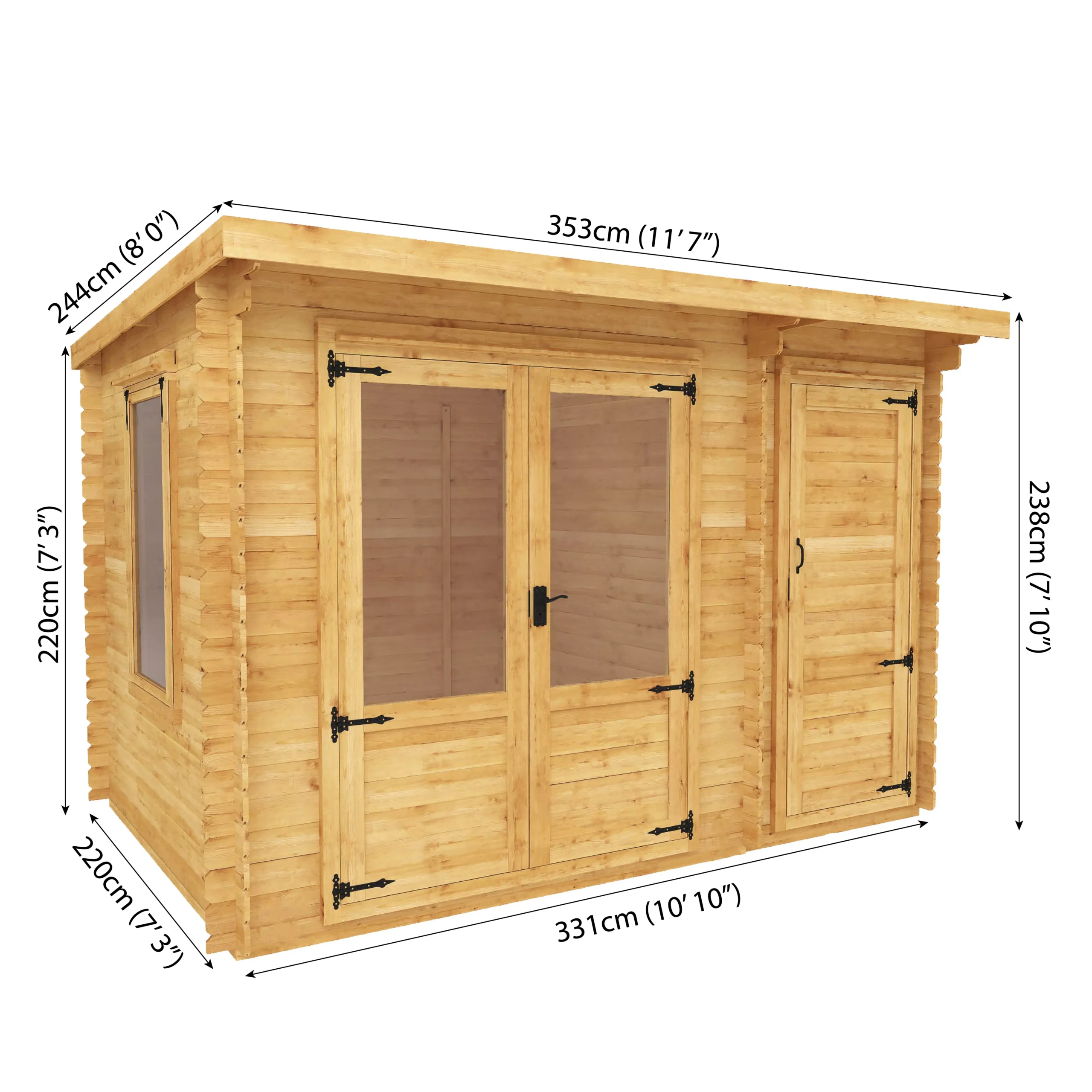Mercia 11x8 Pent Tongue & Groove Cabin With Double Door - Image 10