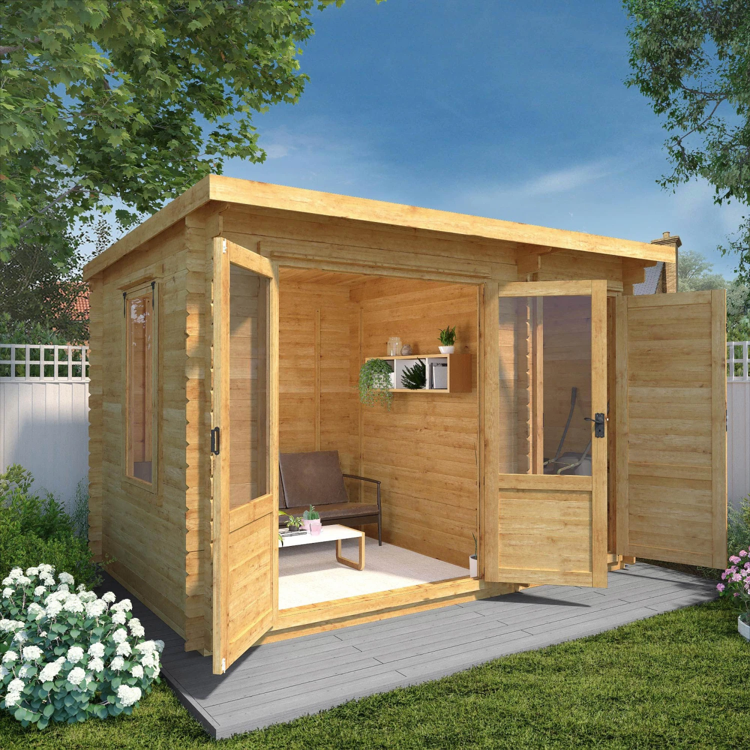 Mercia 11x8 Pent Tongue & Groove Cabin With Double Door - Image 9