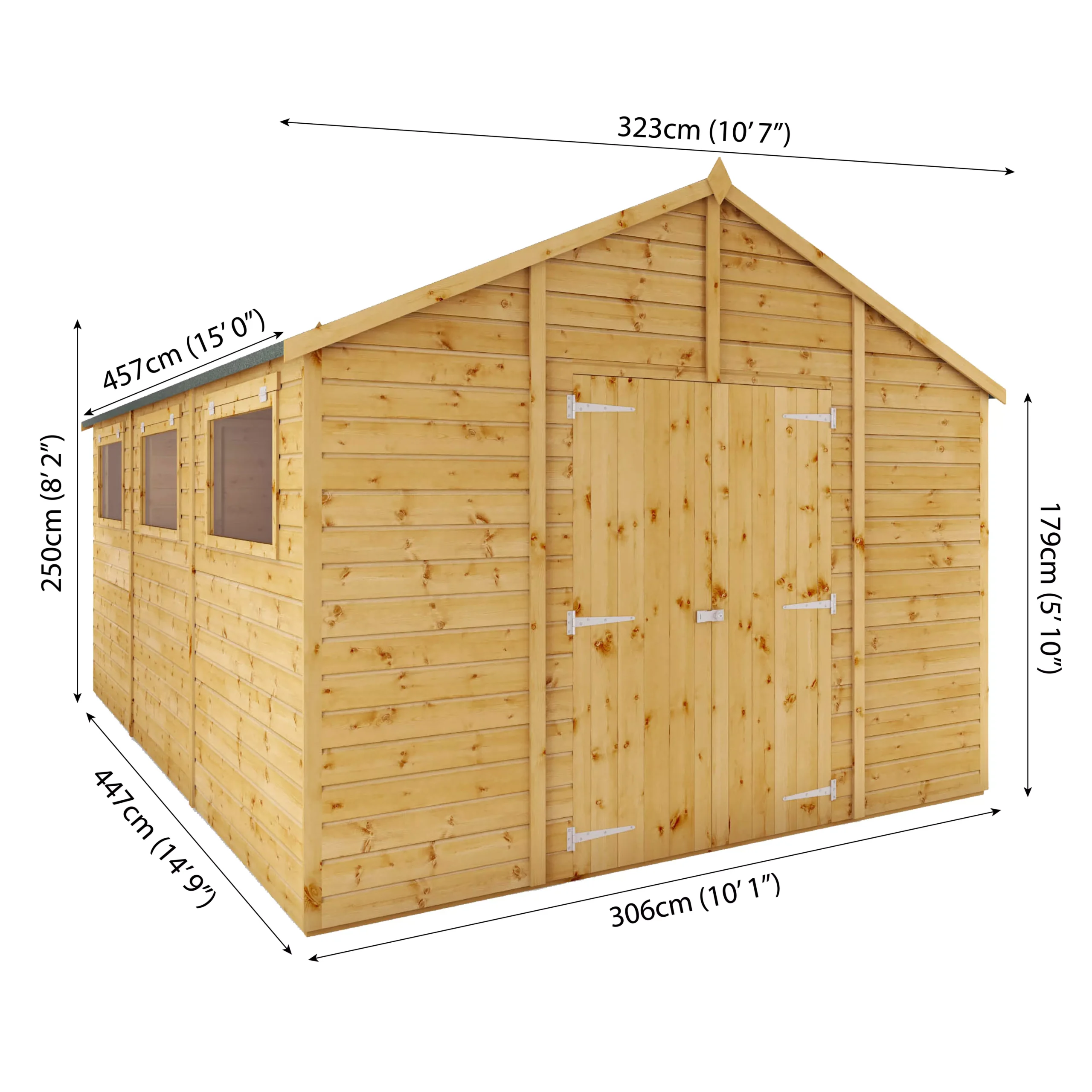 Mercia 15x10 Apex Shiplap Workshop With Double Door - Image 11