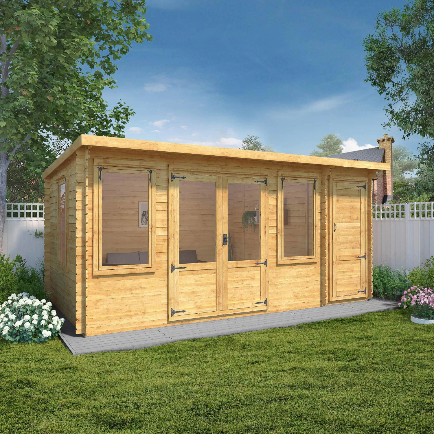 Mercia 17x10 Pent Tongue & Groove Cabin With Double Door - Image 5