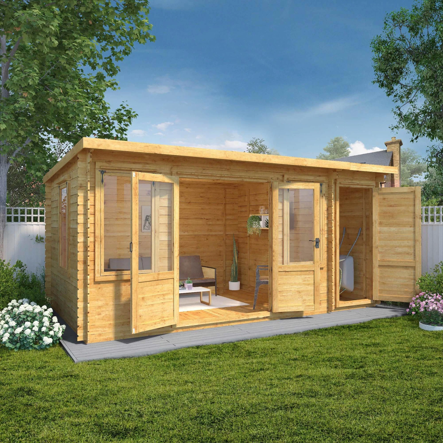 Mercia 17x10 Pent Tongue & Groove Cabin With Double Door - Image 6