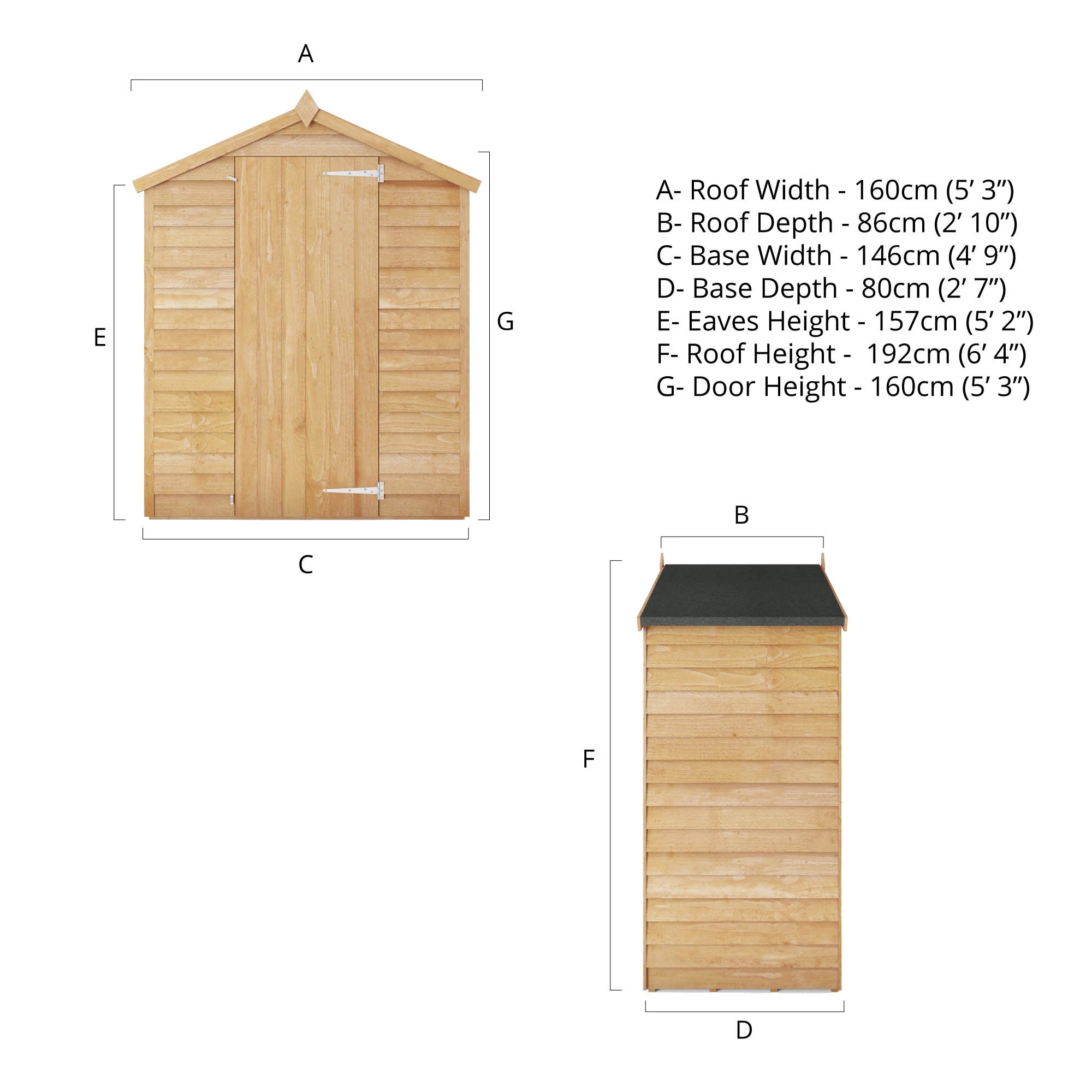 Mercia 5x3 Ft Apex Overlap Wooden Shed With Floor - Image 8