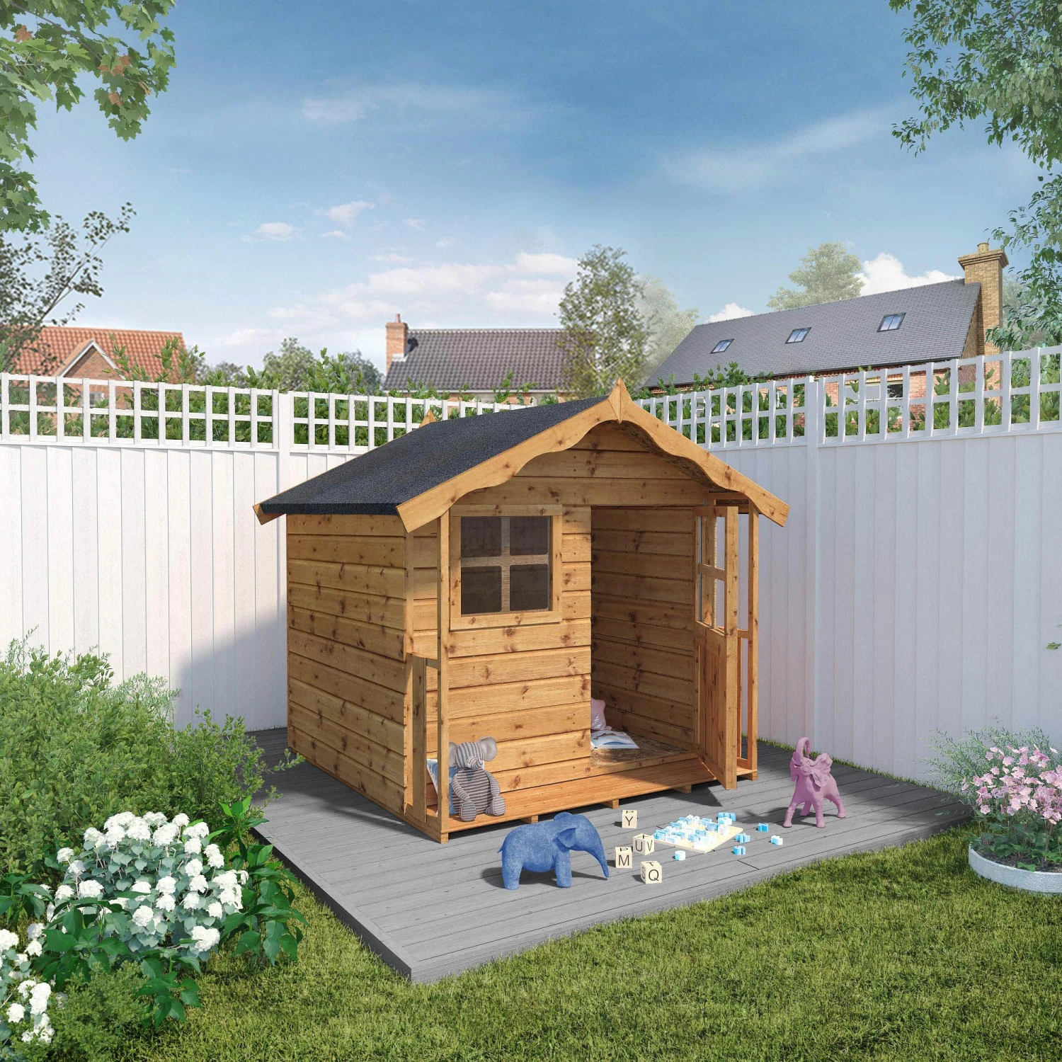 Mercia 5x5 Poppy European Softwood Playhouse Assembly Required - Image 2