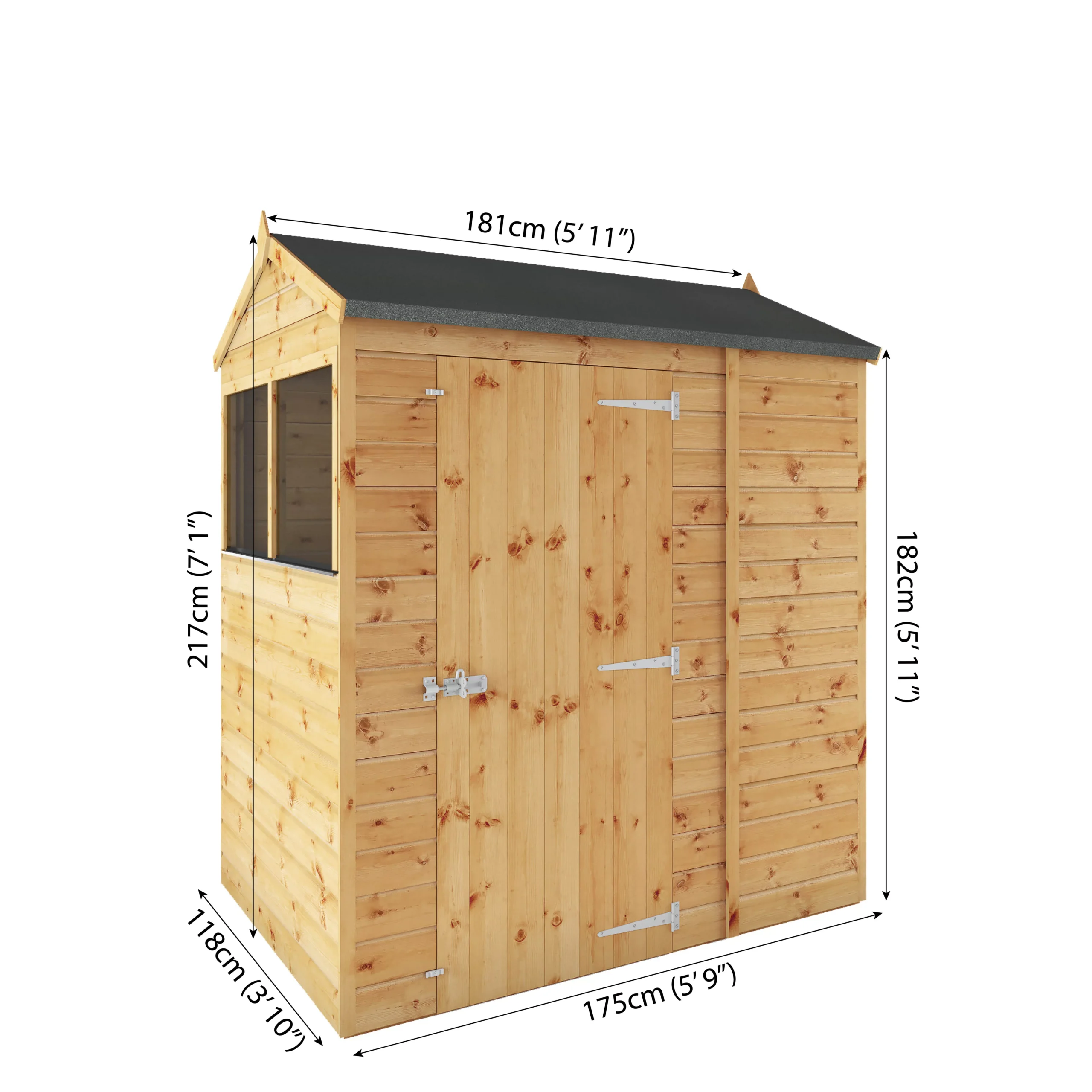 Mercia 6x4 Ft Reverse Apex Tongue & Groove Wooden 2 Windows Shed With Floor - Image 10