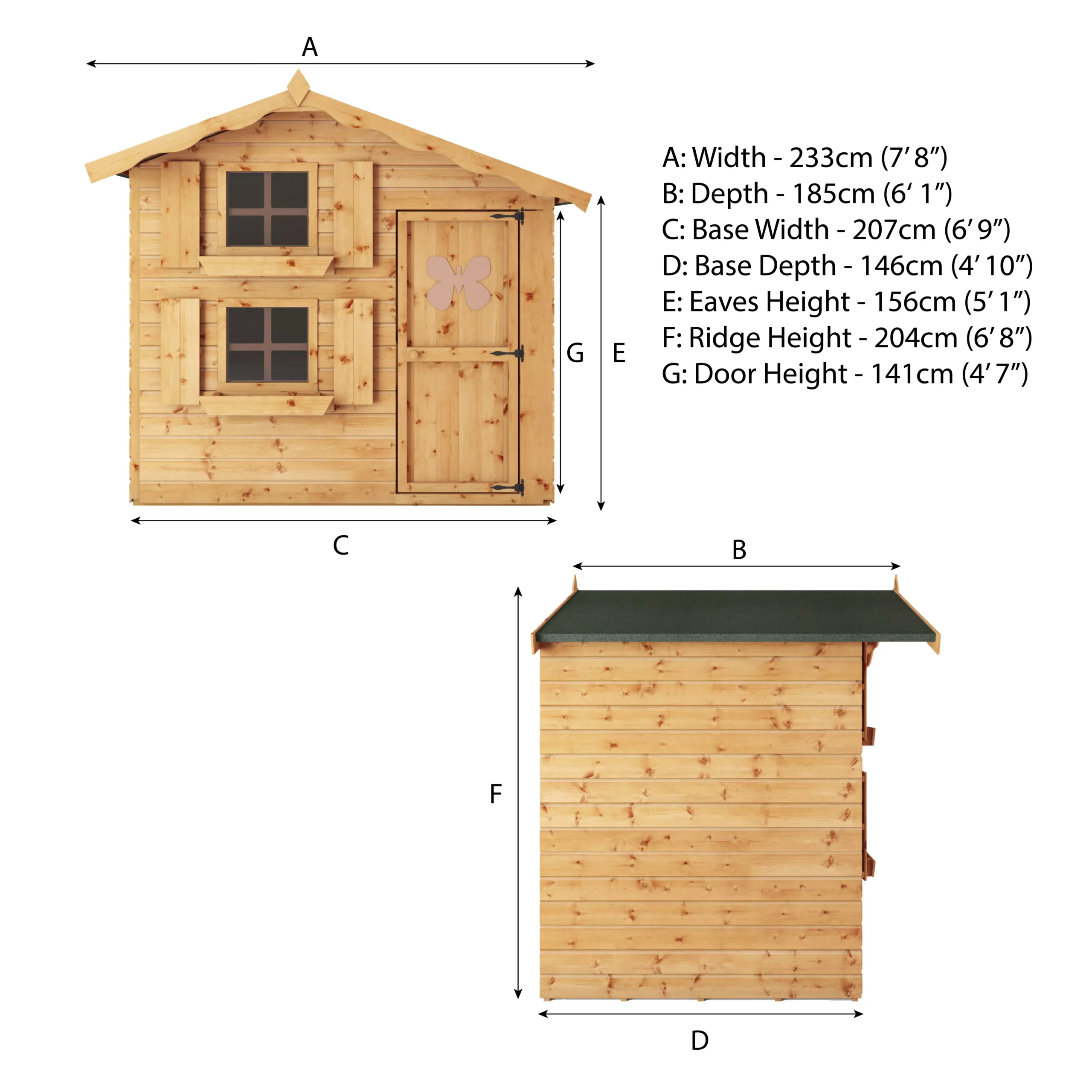 Mercia 7x5 Snowdrop Shiplap Wooden Playhouse - Image 5