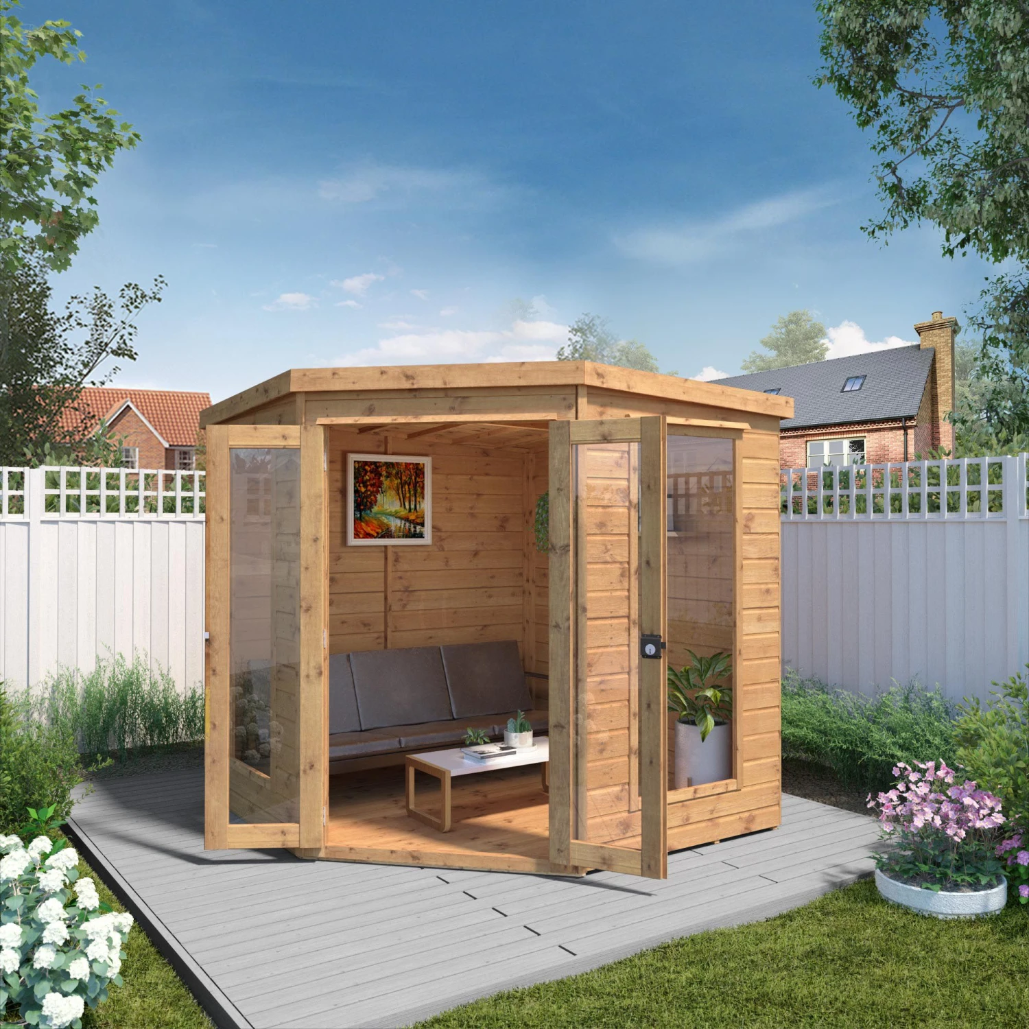 Mercia 7x7 Pent Shiplap Summer House With Double Door