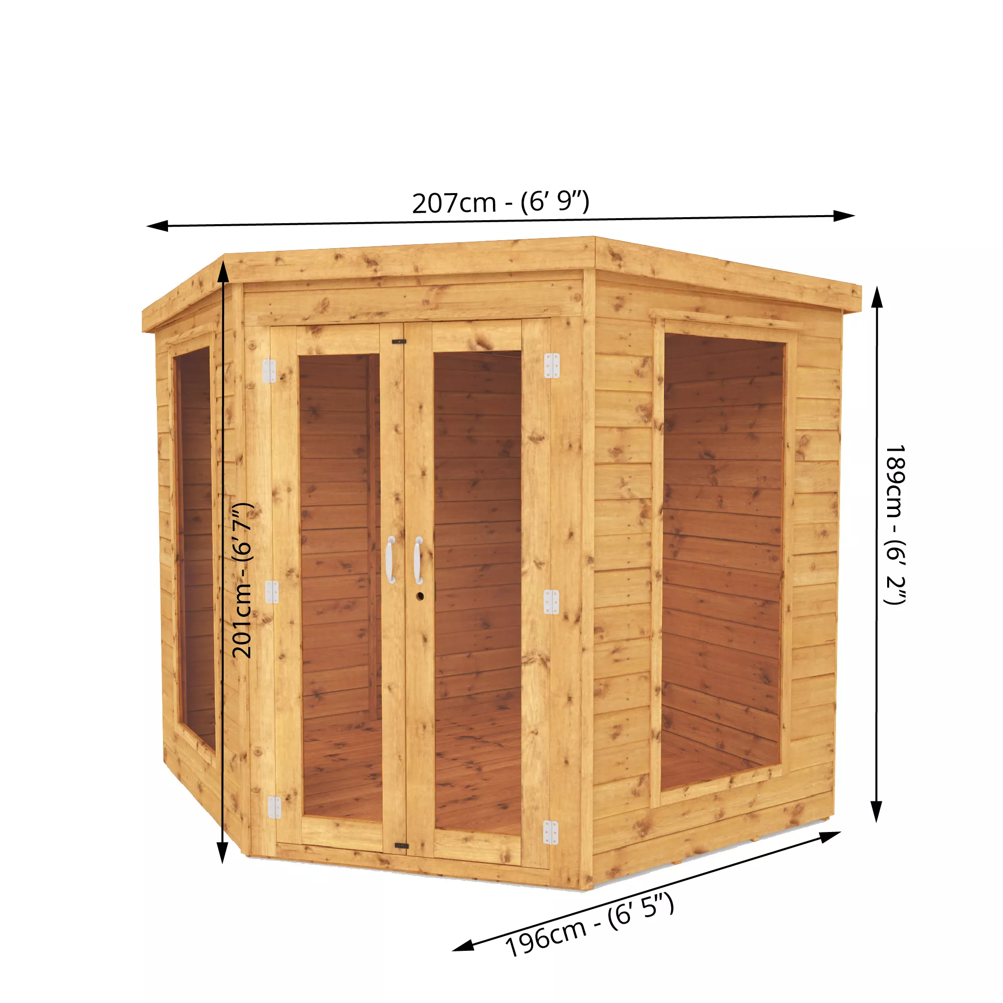 Mercia 7x7 Pent Shiplap Summer House With Double Door - Image 4