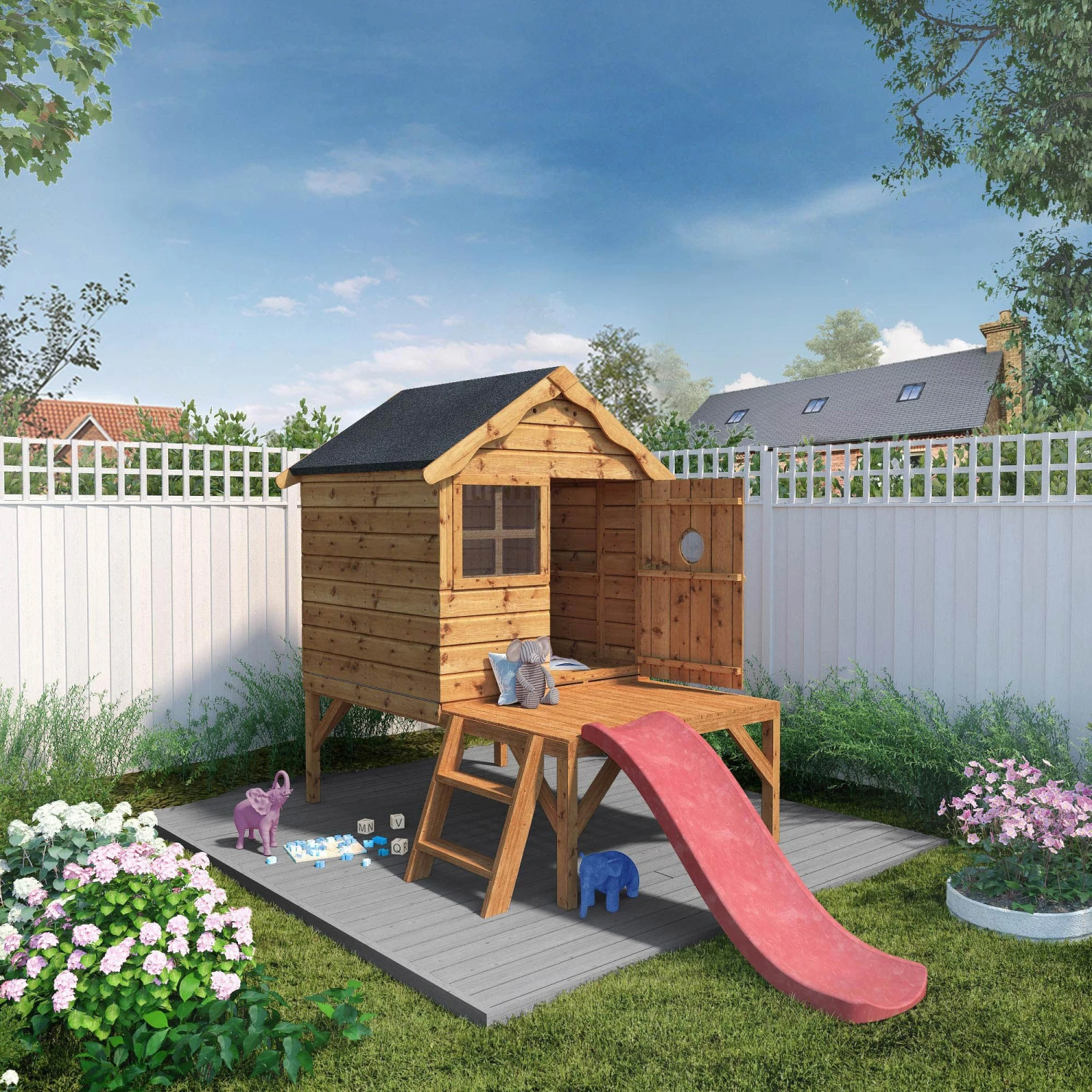 Mercia 8x10 Snug Apex Shiplap Tower Slide Playhouse - Image 2