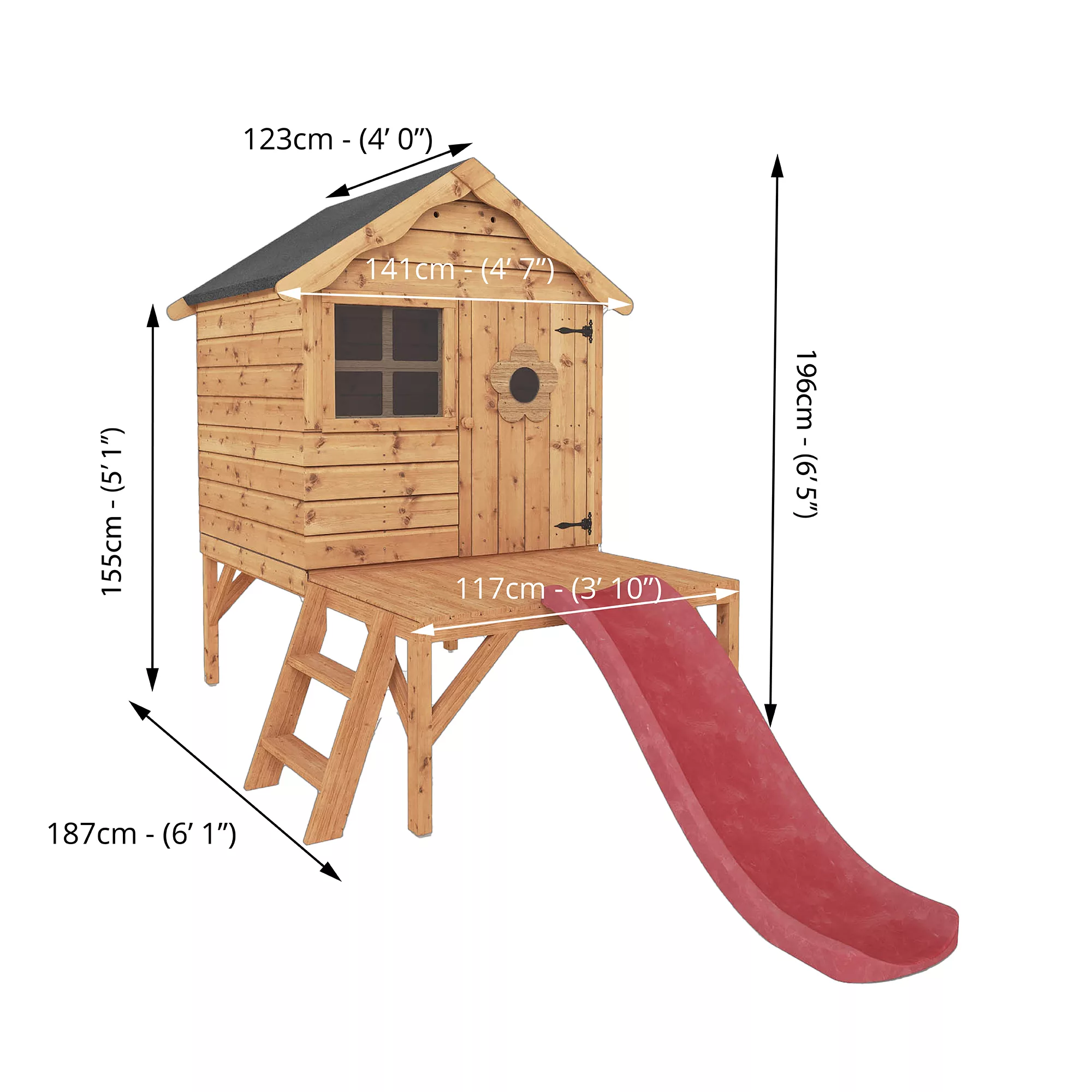 Mercia 8x10 Snug Apex Shiplap Tower Slide Playhouse - Image 3