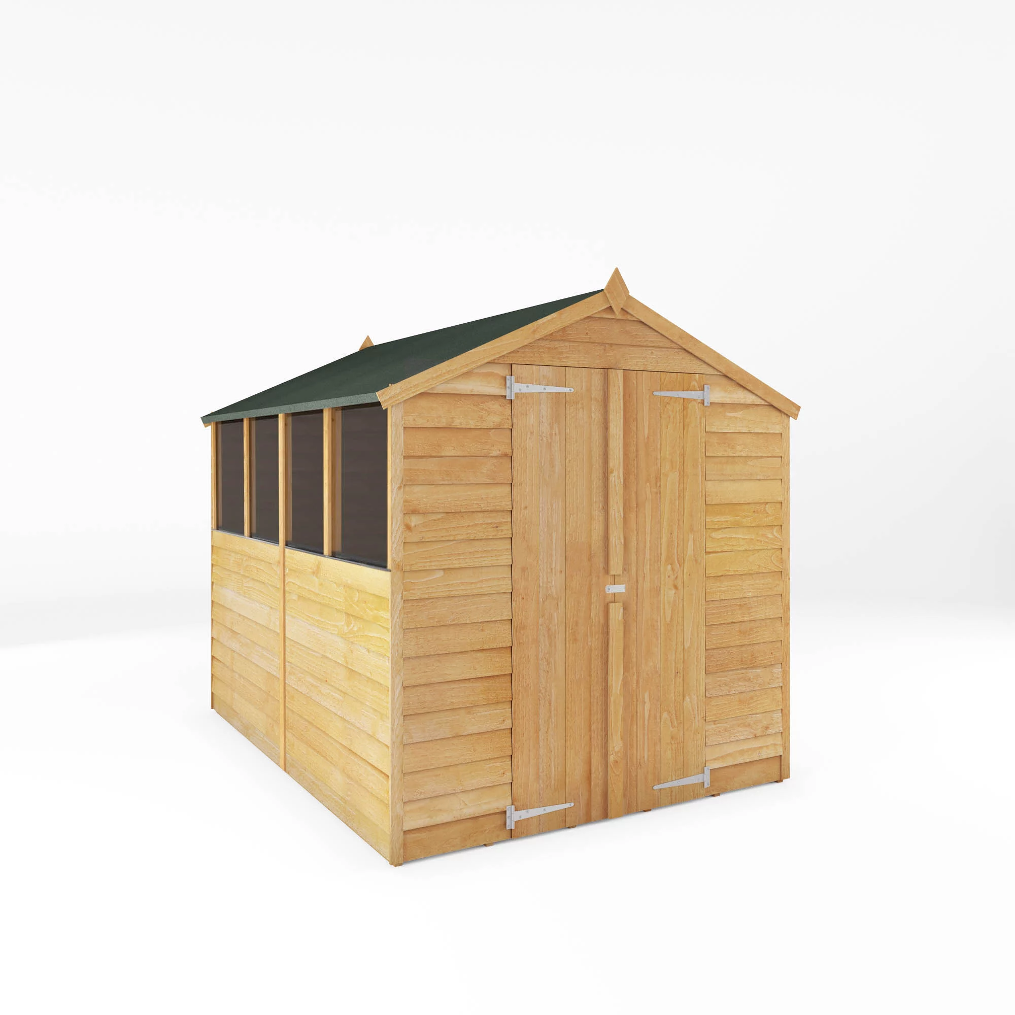 Mercia 8x6 Ft Apex Overlap Wooden 2 Door 4 Windows Shed With Floor - Image 2