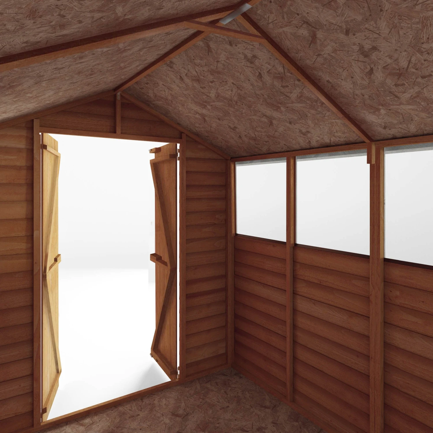 Mercia 8x6 Ft Apex Overlap Wooden 2 Door 4 Windows Shed With Floor - Image 5