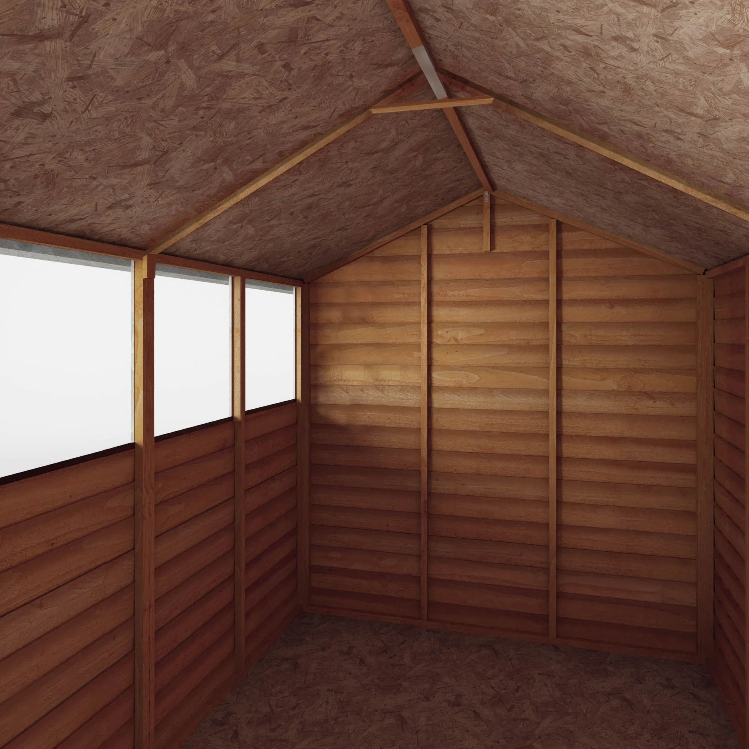 Mercia 8x6 Ft Apex Overlap Wooden 2 Door 4 Windows Shed With Floor - Image 6