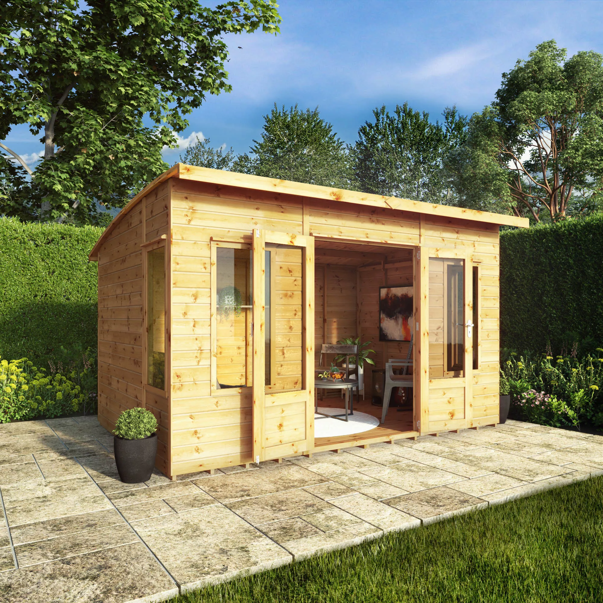 Mercia Helios 12x8 Ft Curved Shiplap Wooden Summer House With Double Door - Image 7