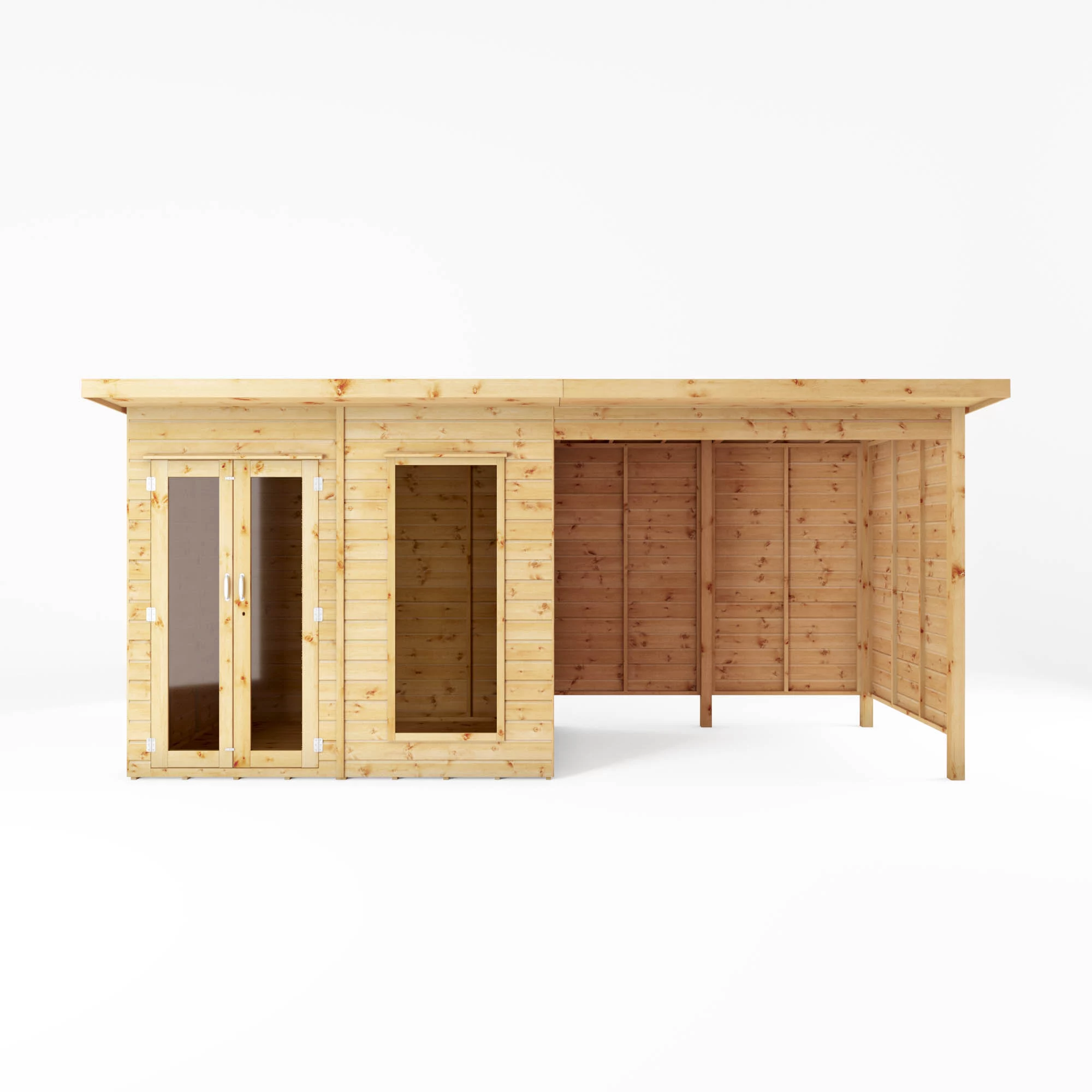 Mercia Maine 16x6 Ft Pent Shiplap Wooden Summer House With Double Door - Image 3