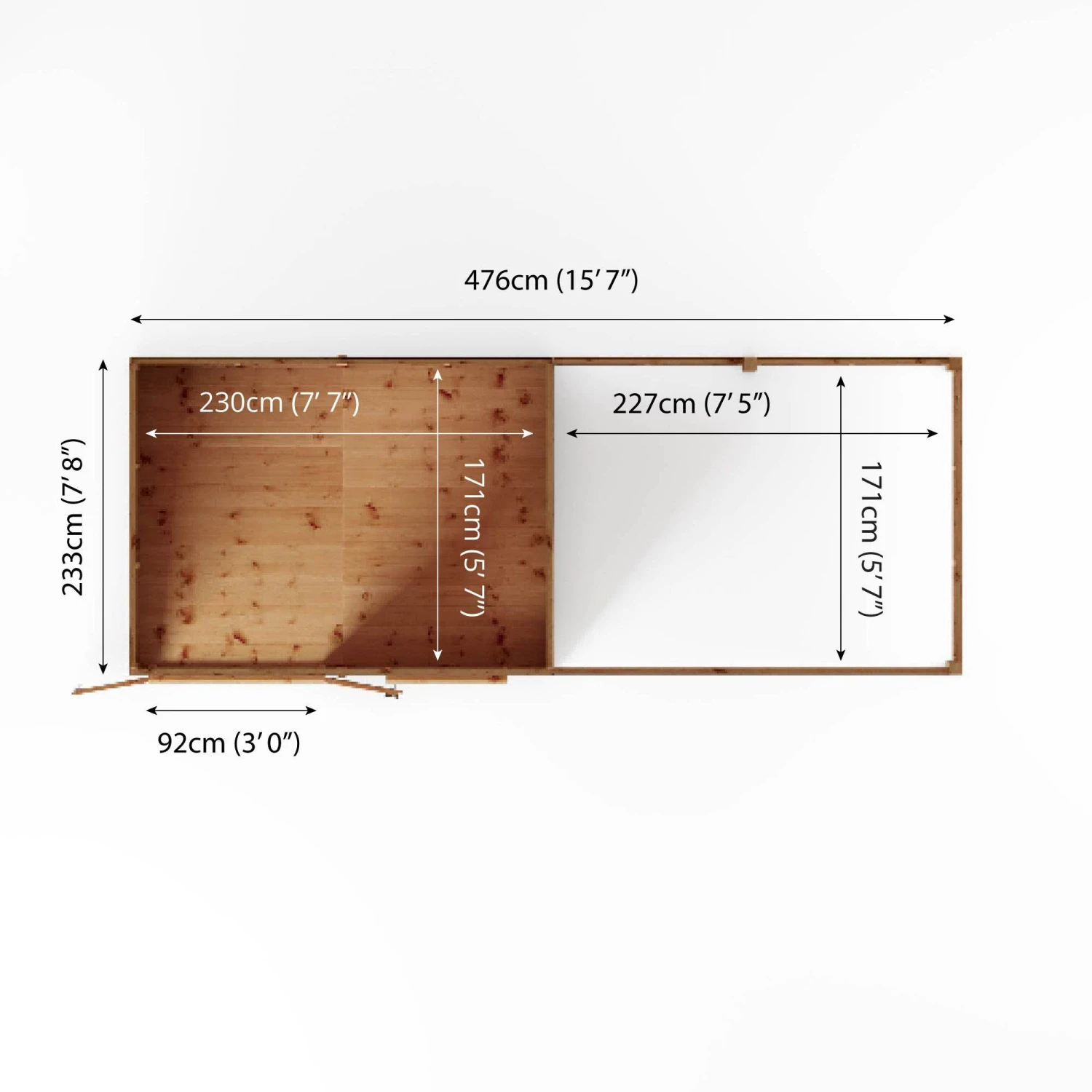 Mercia Maine 16x6 Ft Pent Shiplap Wooden Summer House With Double Door - Image 9