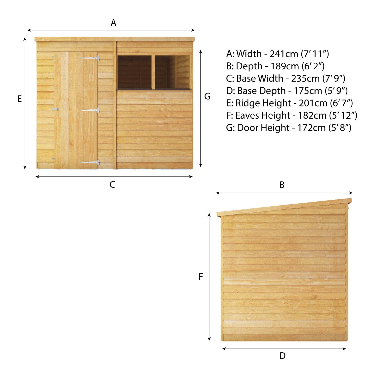 Mercia Pent Overlap Solid Wood Shed With Floor - Image 8