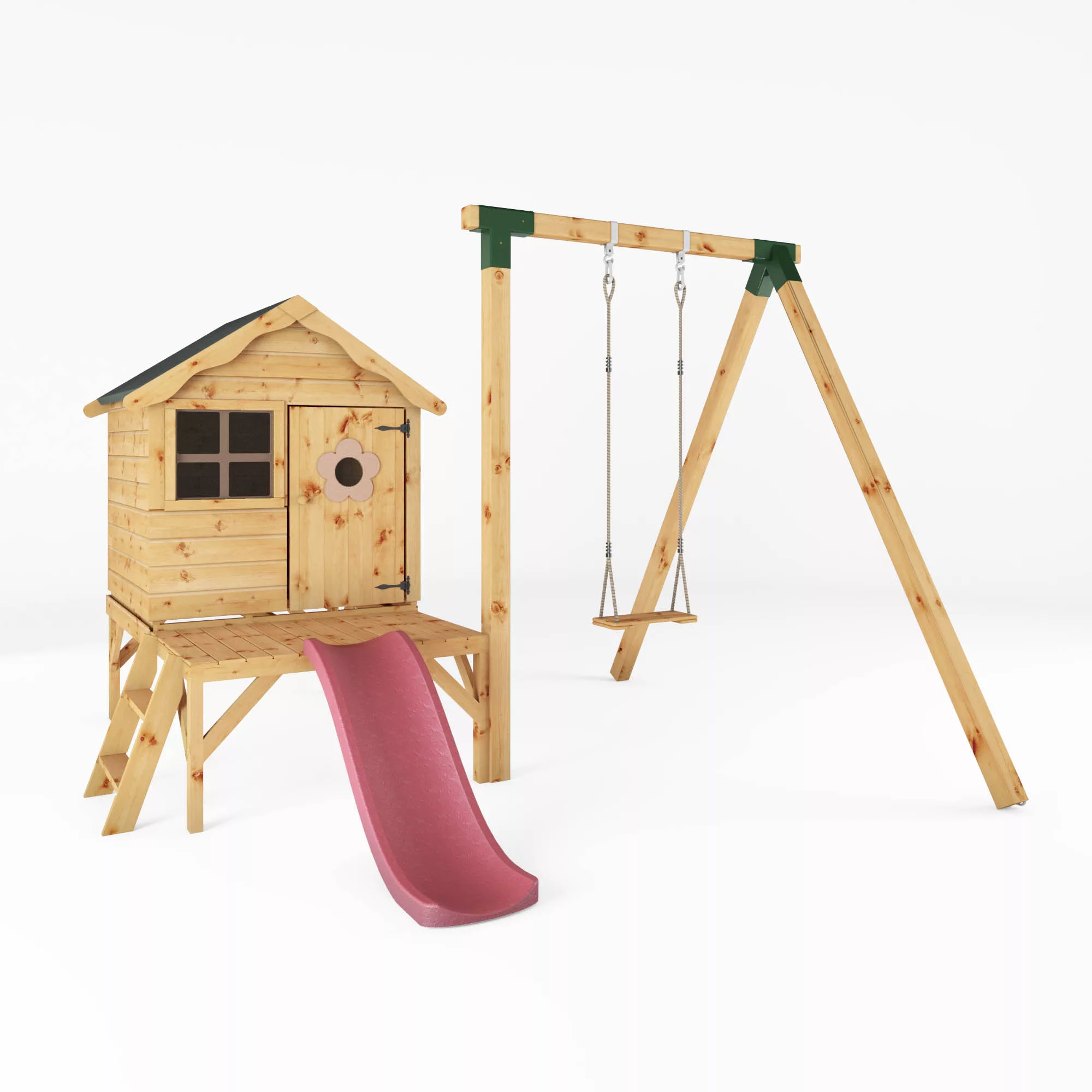 Mercia Snug Wooden Swing Set & Slide - Image 2