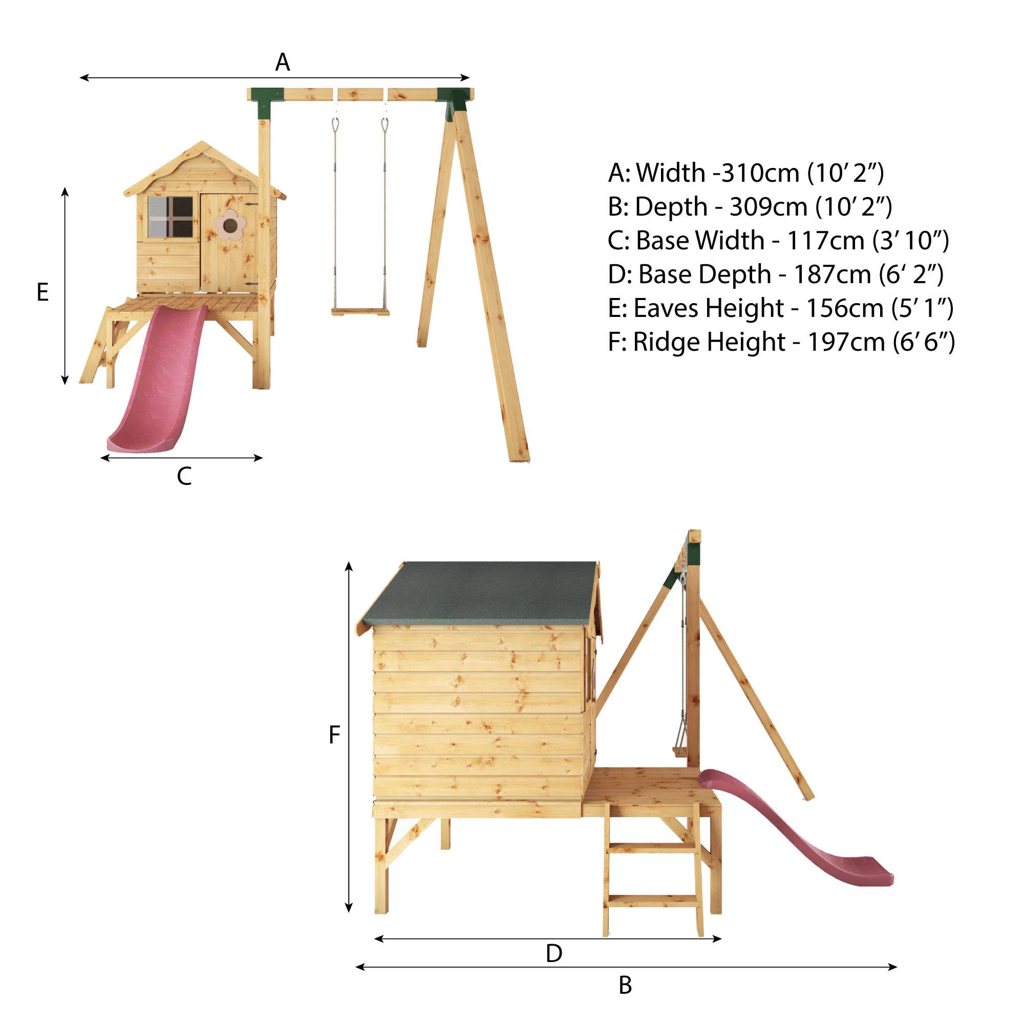 Mercia Snug Wooden Swing Set & Slide - Image 8
