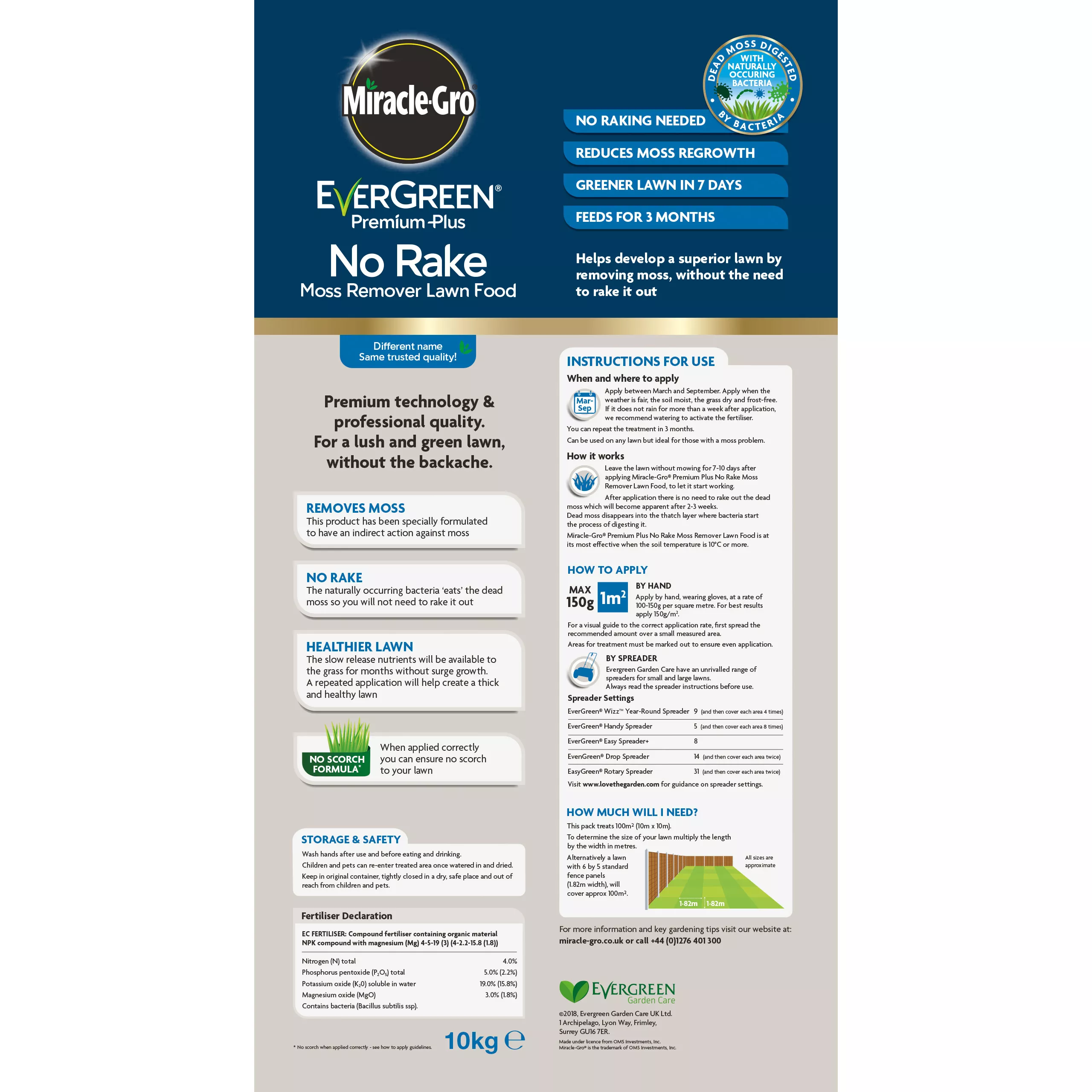 Miracle-Gro No Rake Lawn Fertiliser Granules 200m² 20kg - Image 2