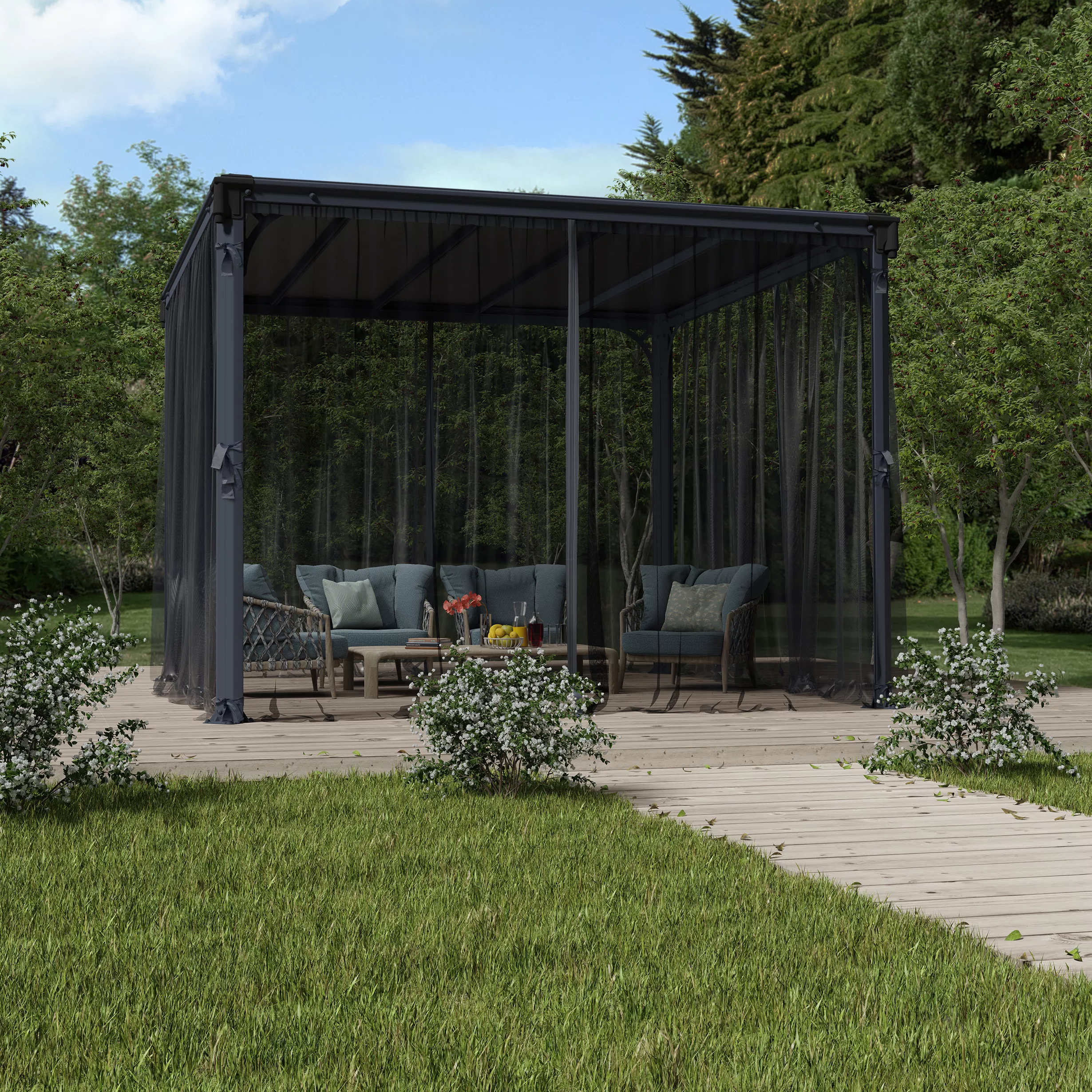 Palram - Canopia 3K Series Grey Polyester (PES) Gazebo Netting, Pack Of 6 (L)2170mm (W)3660mm - Image 2