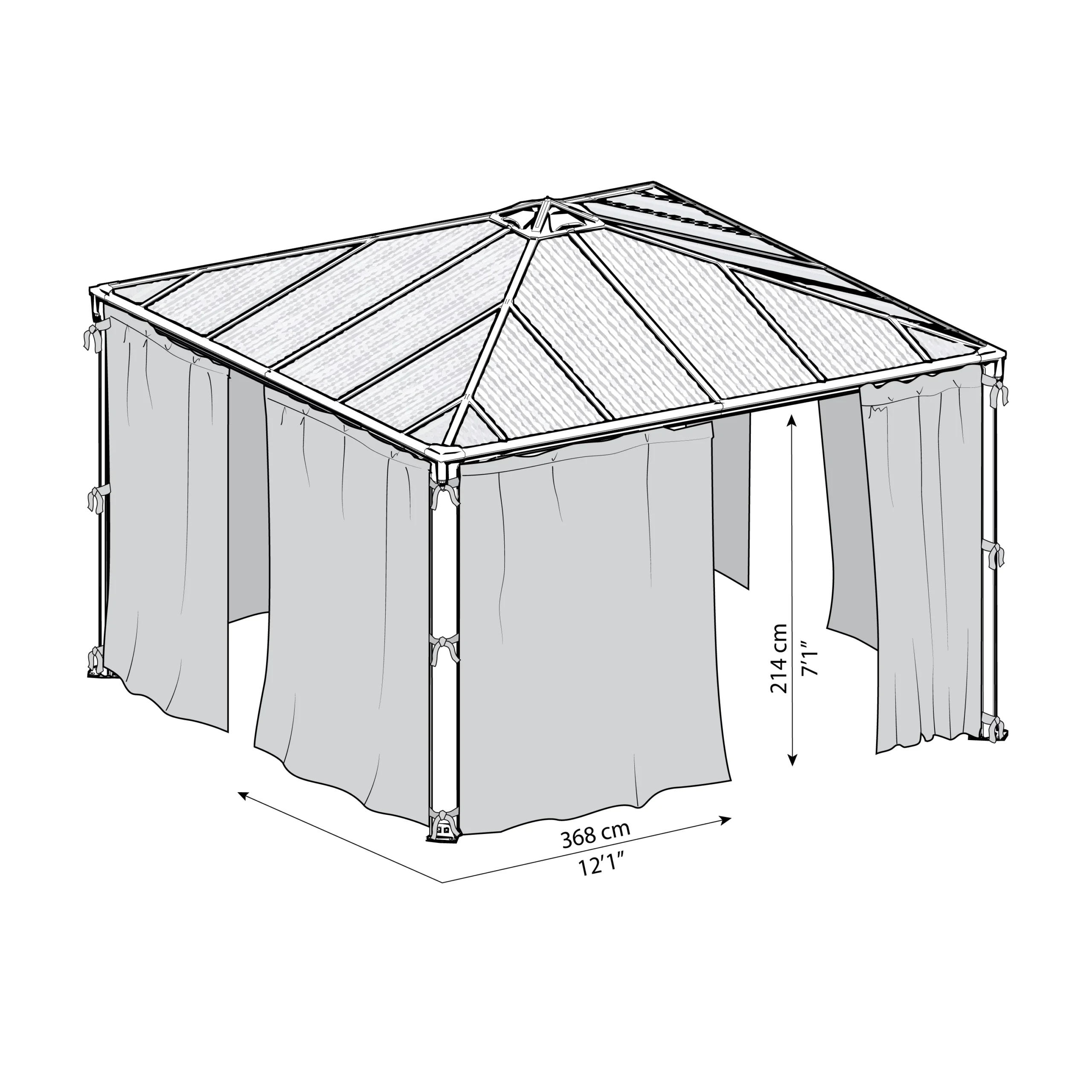 Palram - Canopia 3K Series Grey Polyester (PES) Gazebo Netting, Pack Of 6 (L)2170mm (W)3660mm - Image 8