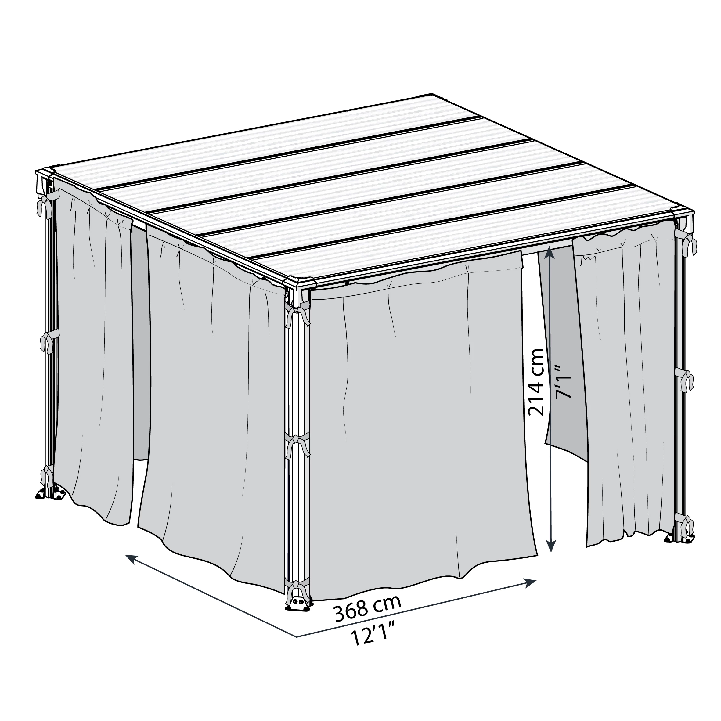 Palram - Canopia 4K Series Grey Polyester (PES) Gazebo Curtain, Pack Of 6 (L)2170mm (W)4010mm - Image 7