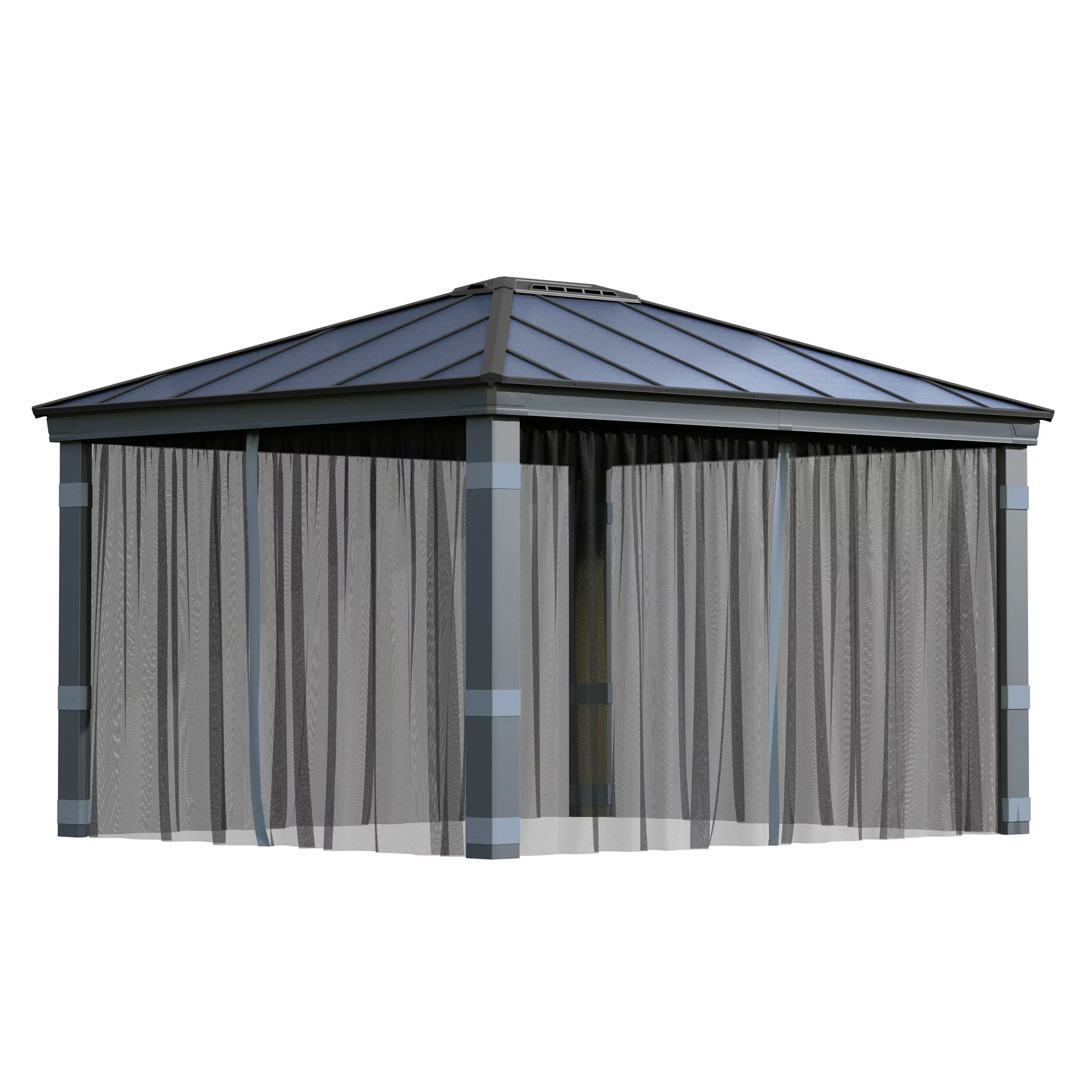 Palram - Canopia Dallas Grey Polyester (PES) Gazebo Netting, Pack Of 4 (L)2120mm (W)4090mm