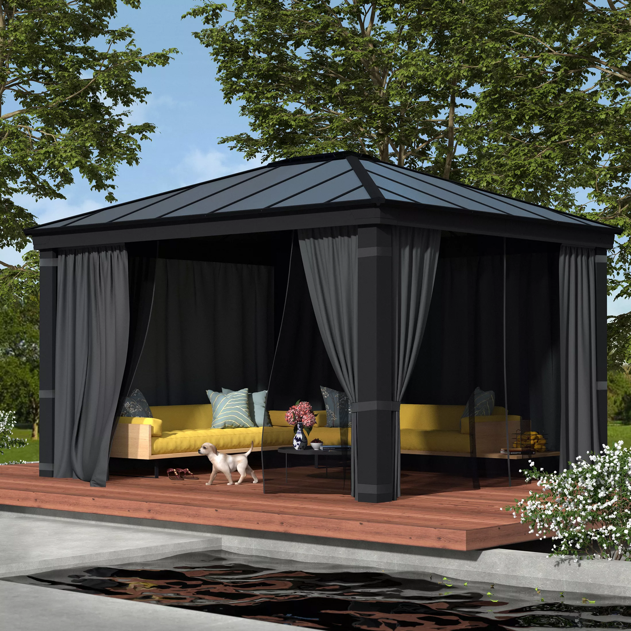 Palram - Canopia Dallas Grey Rectangular Gazebo, (W)4.26m (D)3.64m - Assembly Required - Image 8