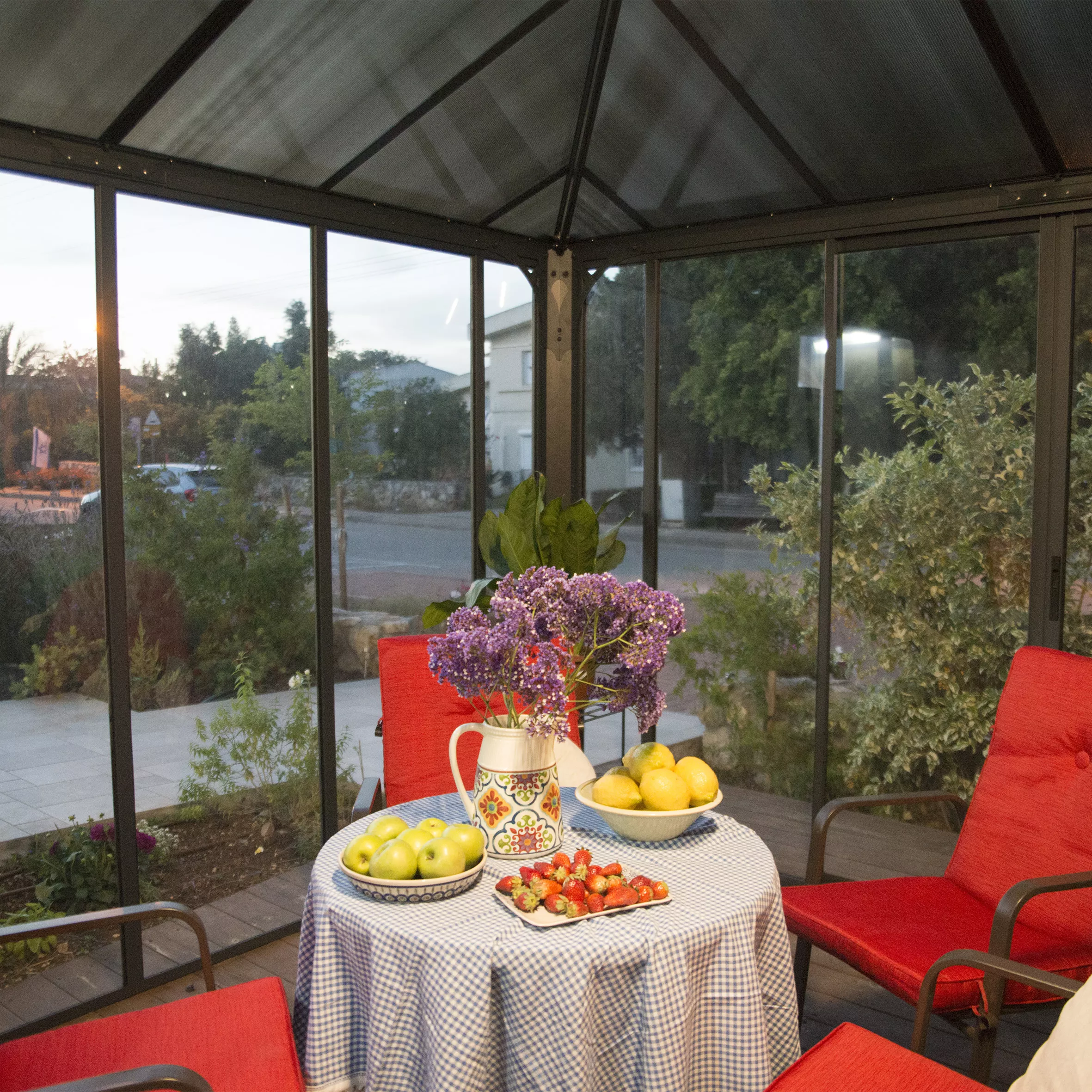 Palram - Canopia Ledro Grey Rectangular Gazebo, (W)2.95m (D)2.95m - Assembly Required - Image 3