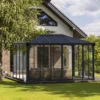 Palram - Canopia Ledro Grey Rectangular Gazebo, (W)4.3m (D)2.96m - Assembly Required