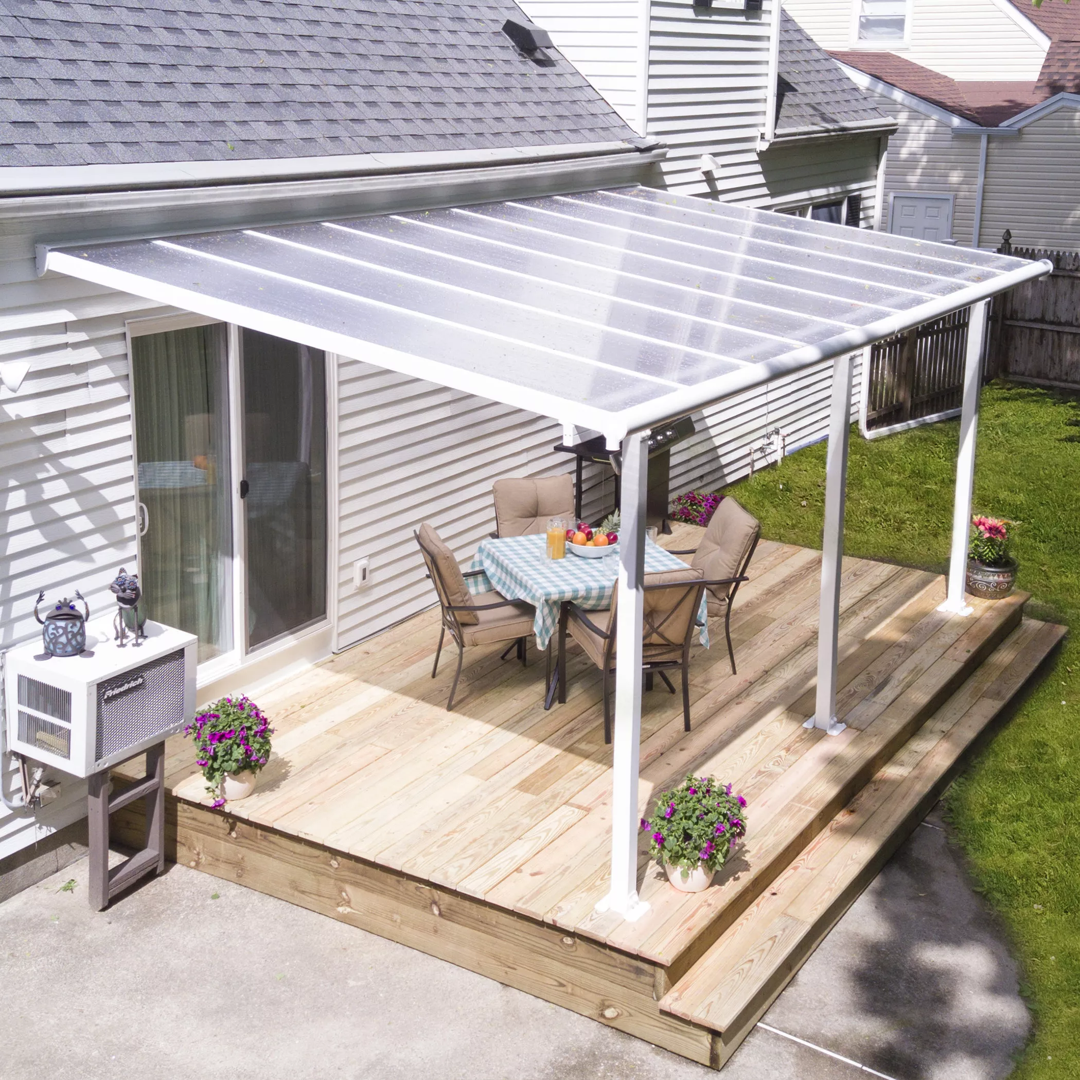 Palram - Canopia Olympia White Non-retractable Awning, (L)4.25m (H)3.05m (W)2.95m