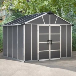 Palram - Canopia Yukon 11x9 Apex Dark Grey Plastic Shed