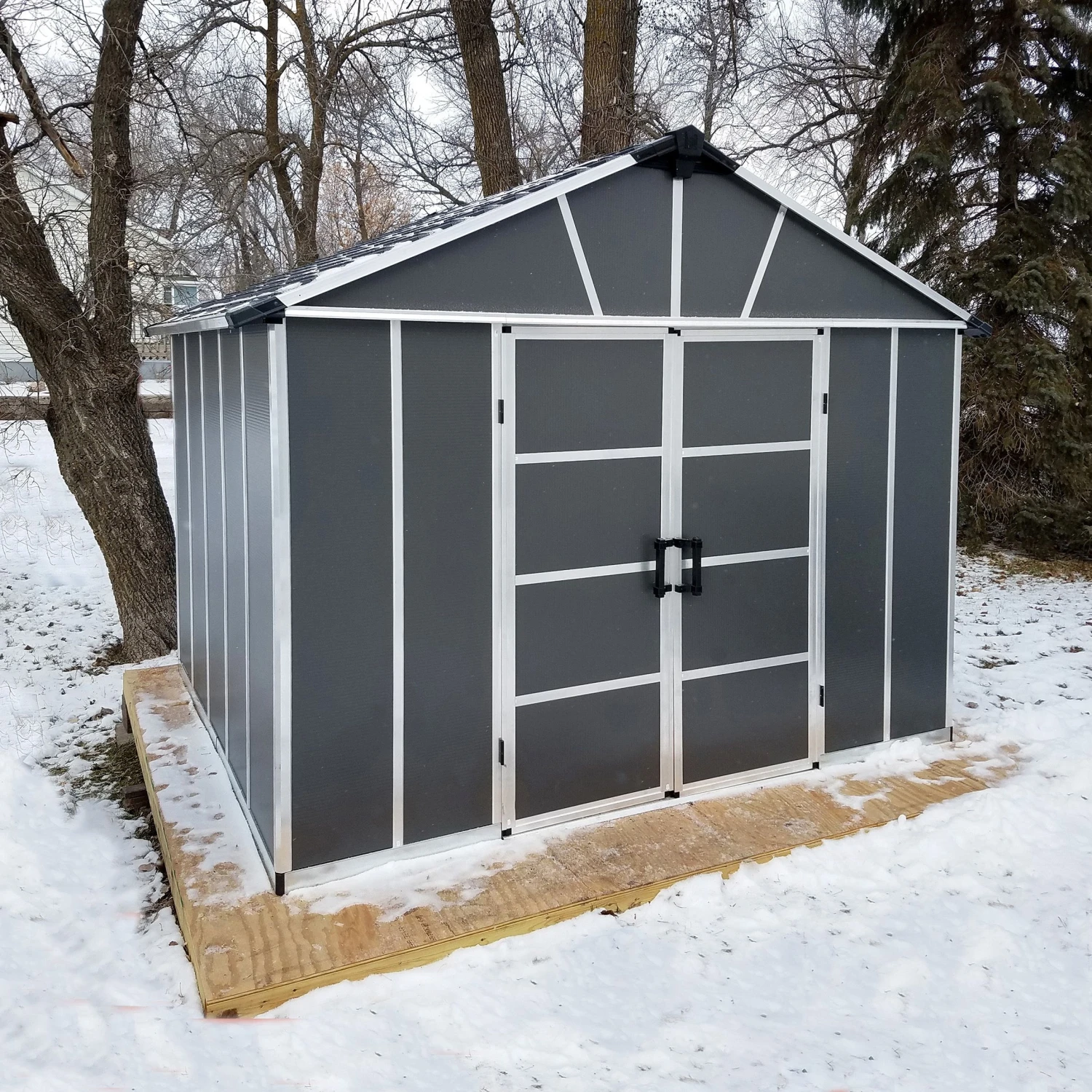 Palram - Canopia Yukon 11x9 Apex Dark Grey Plastic Shed - Image 4