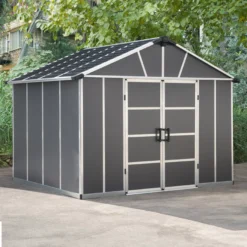 Palram - Canopia Yukon With Floor 11x9 Apex Dark Grey Plastic Shed With Floor