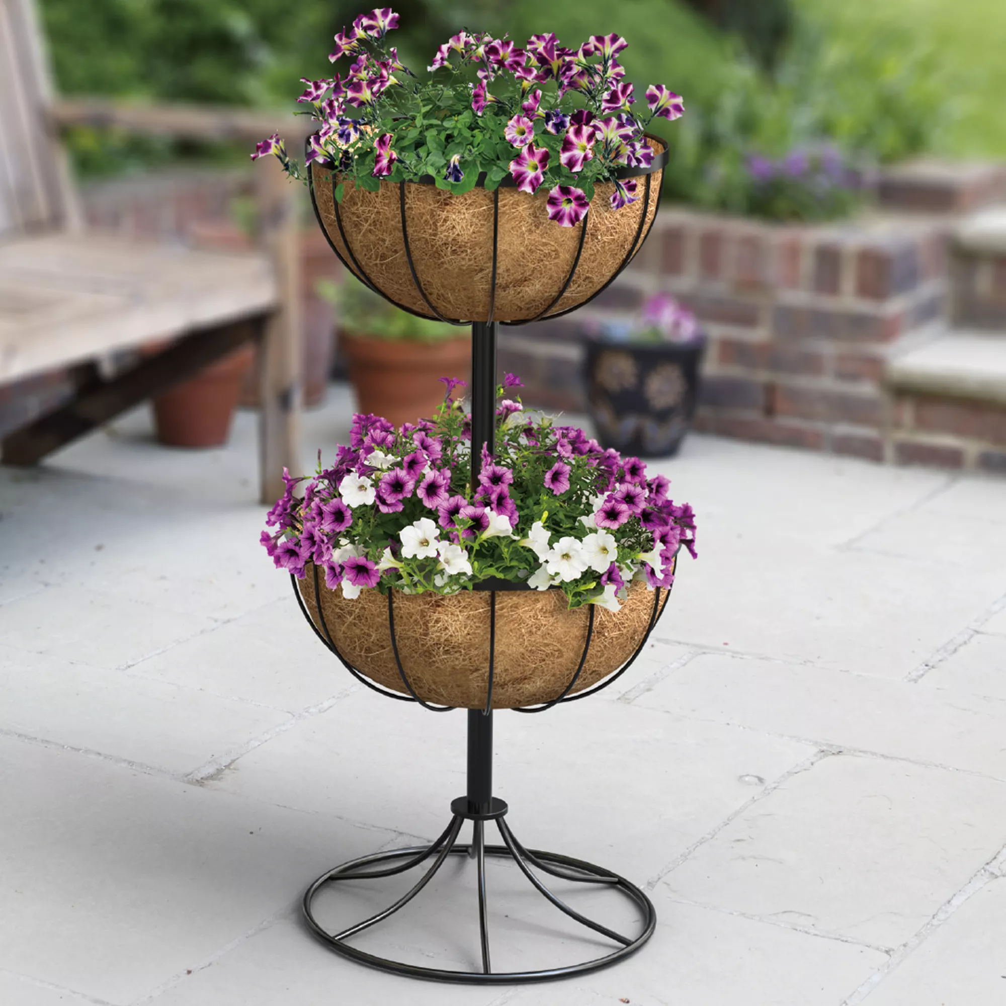 Panacea Hanging Garden Black Flower Fountain Round Planter - Image 2