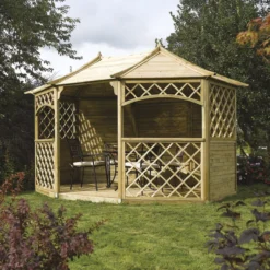 Rowlinson Sandringham Natural Octagonal Gazebo, (W)3.94m (D)3m - Assembly Required