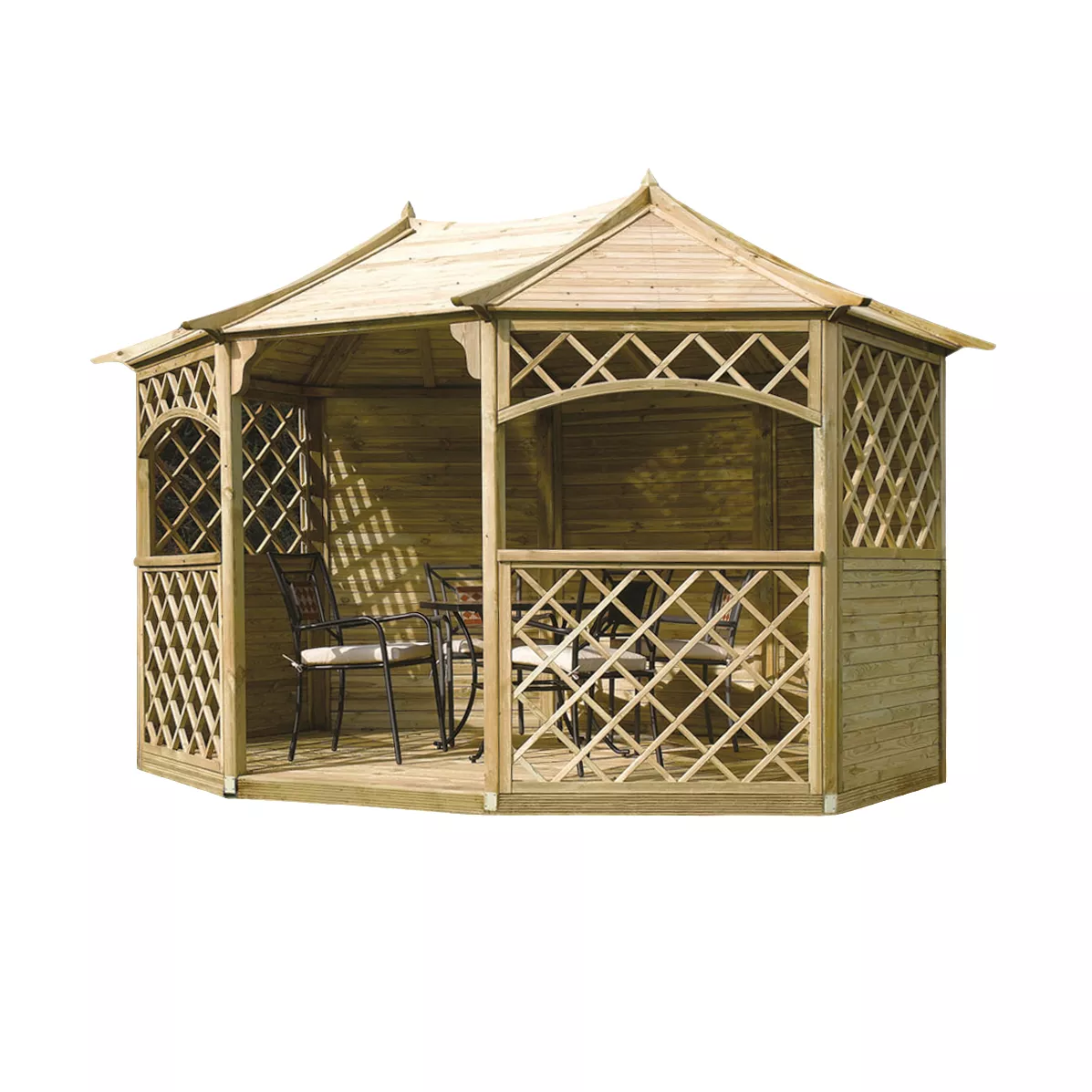 Rowlinson Sandringham Natural Octagonal Gazebo, (W)3.94m (D)3m - Assembly Required - Image 2