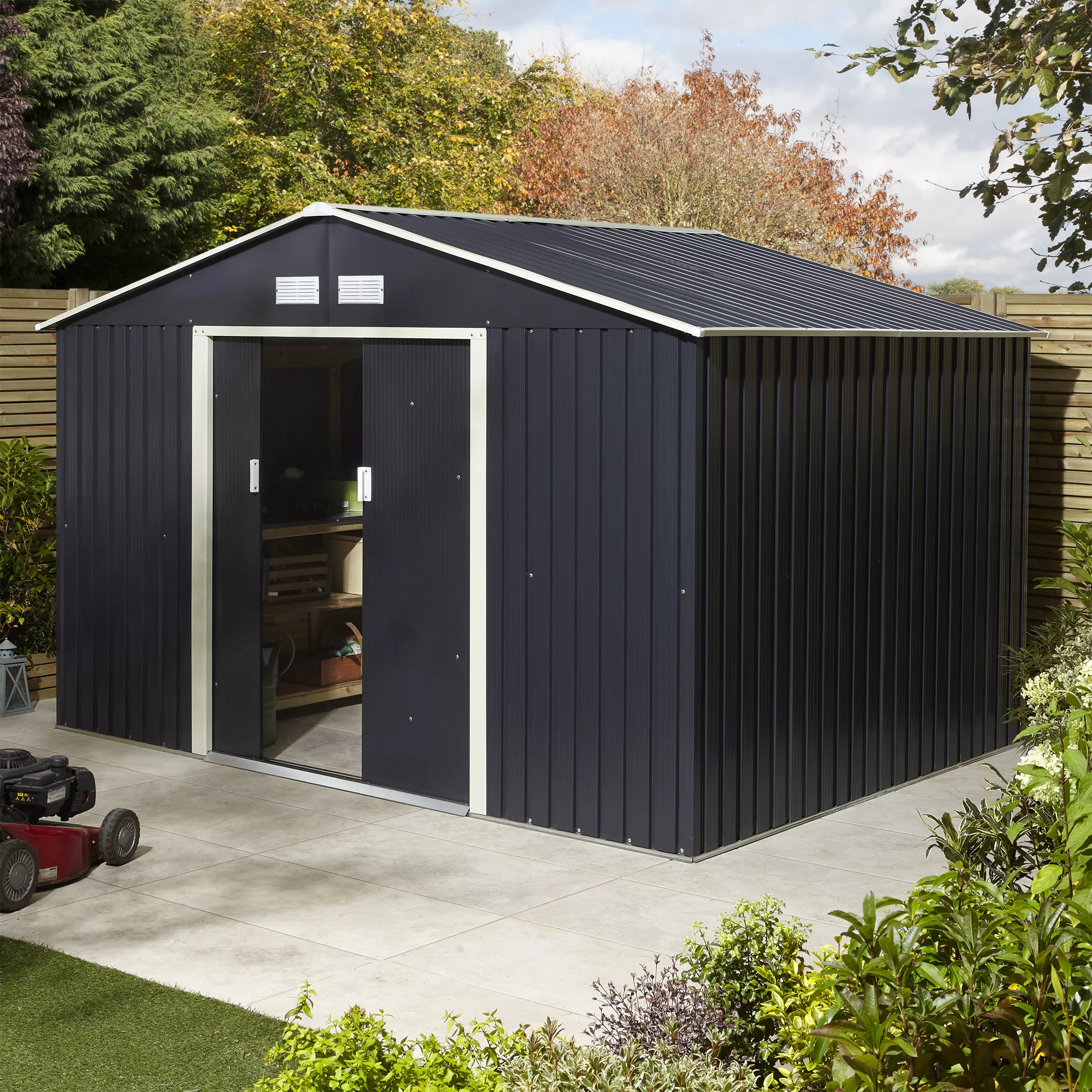 Rowlinson Trentvale 10x8 Apex Dark Grey Metal Shed - Image 10
