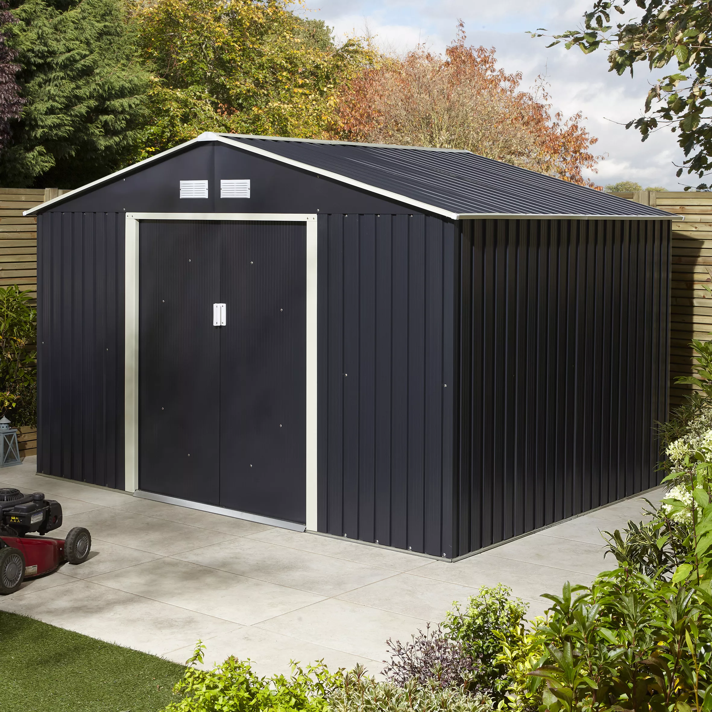 Rowlinson Trentvale 10x8 Apex Dark Grey Metal Shed - Image 11