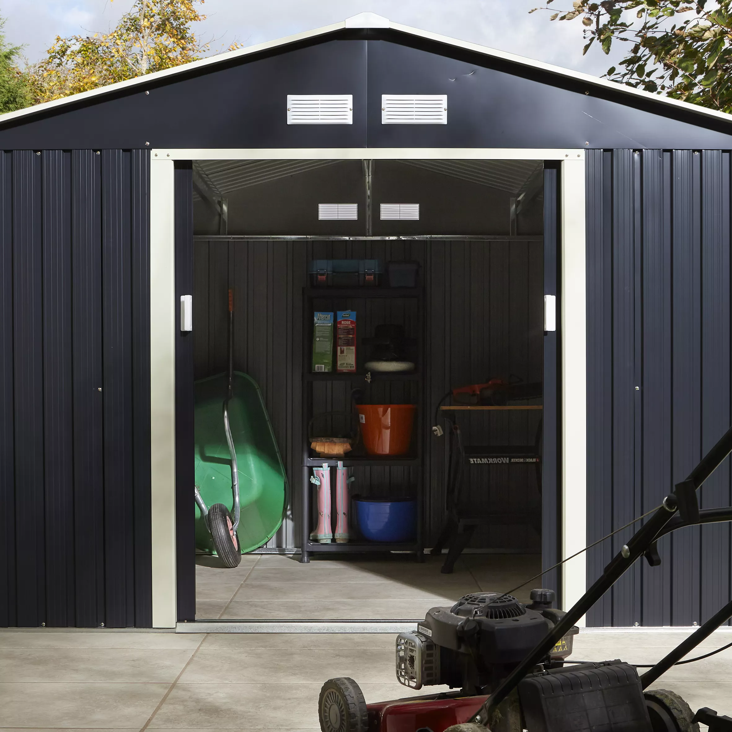 Rowlinson Trentvale 10x8 Apex Dark Grey Metal Shed - Image 13