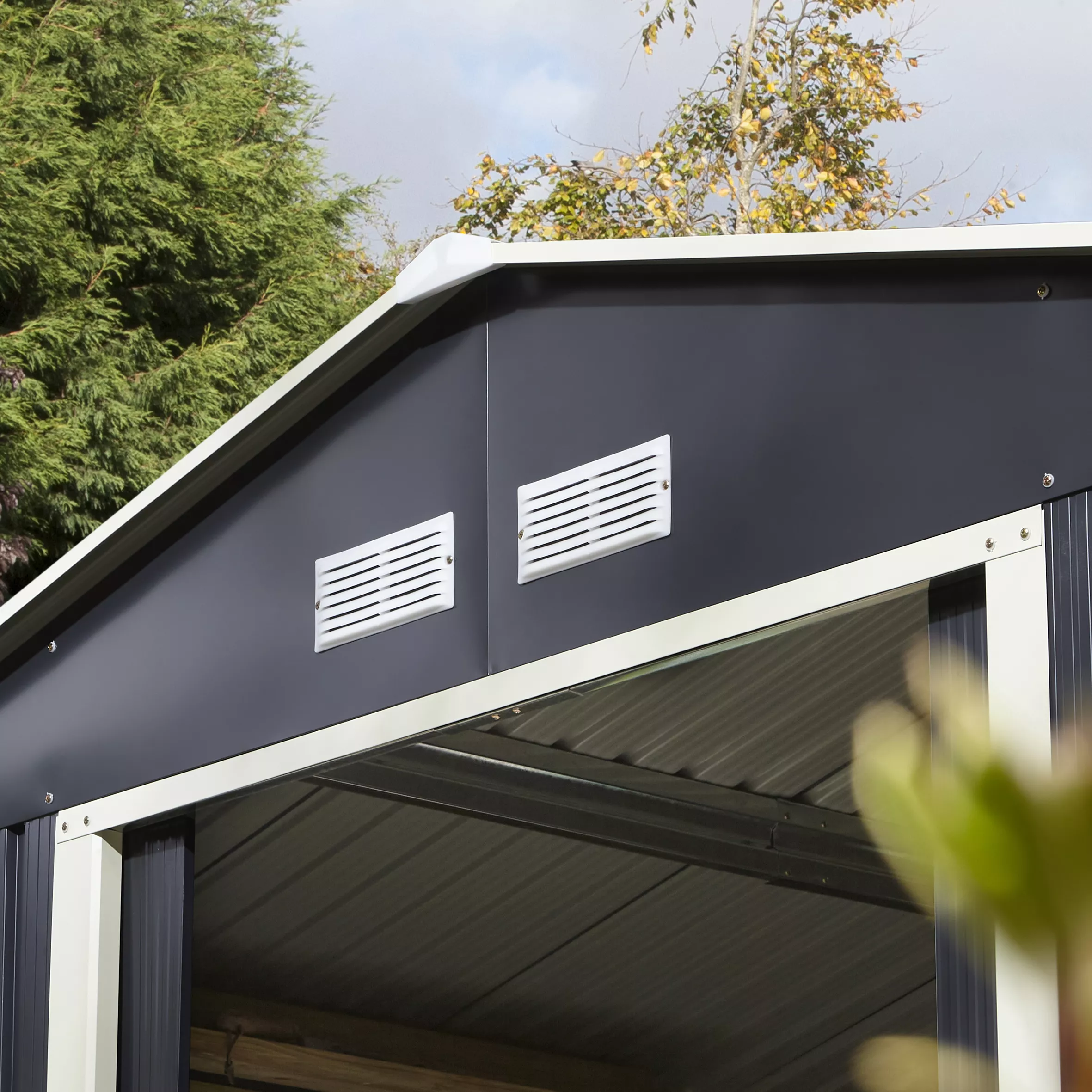 Rowlinson Trentvale 10x8 Apex Dark Grey Metal Shed - Image 5