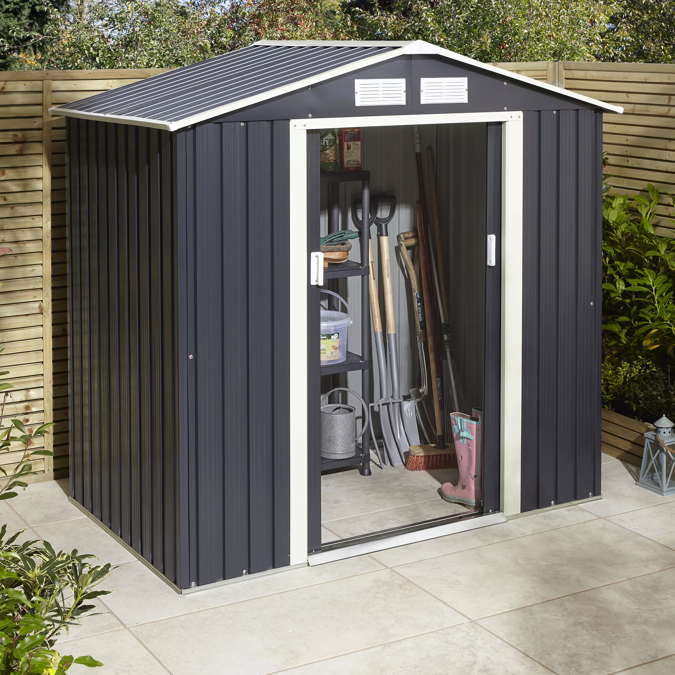 Rowlinson Trentvale 6x4 Apex Dark Grey Metal Shed - Image 9