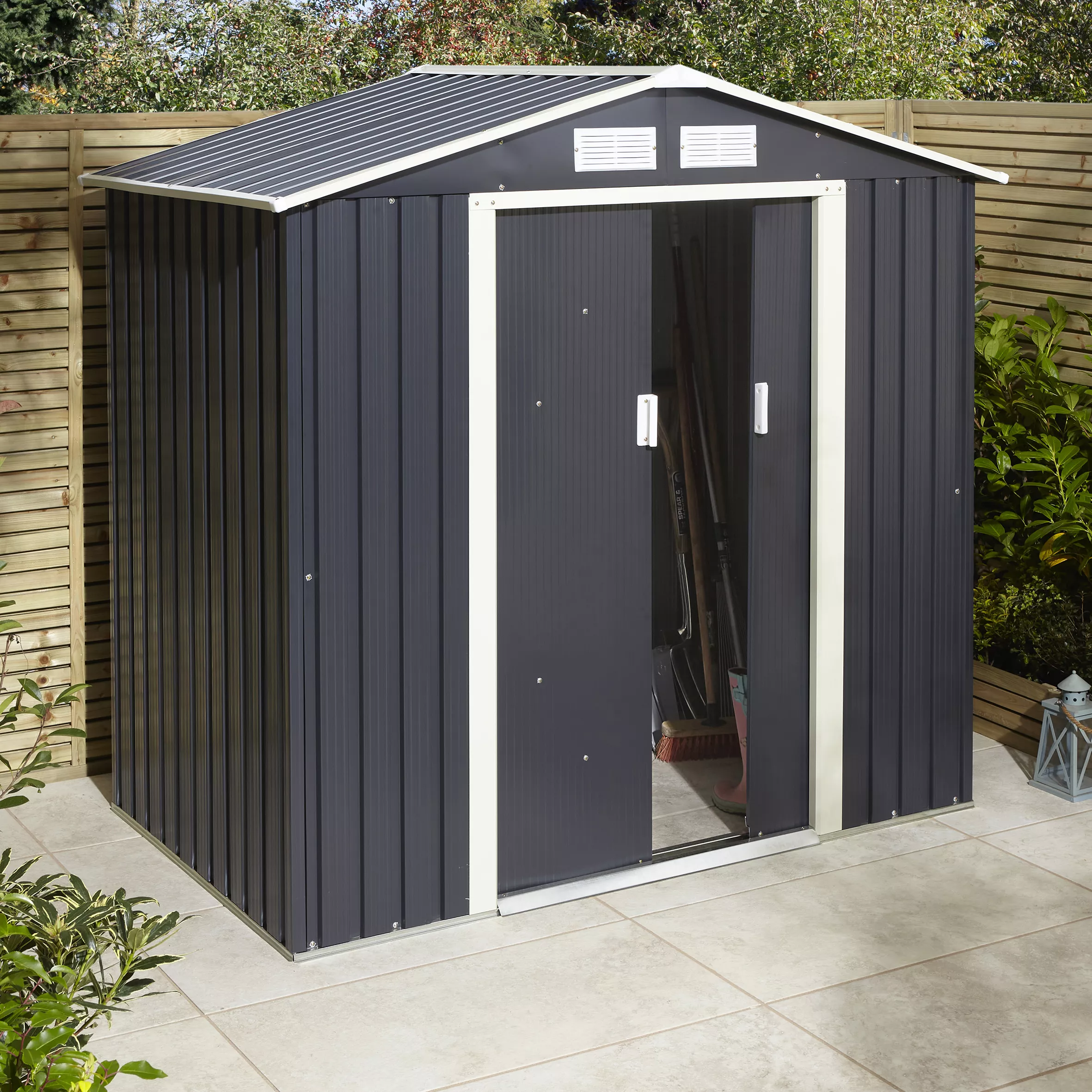 Rowlinson Trentvale 6x4 Apex Dark Grey Metal Shed - Image 10