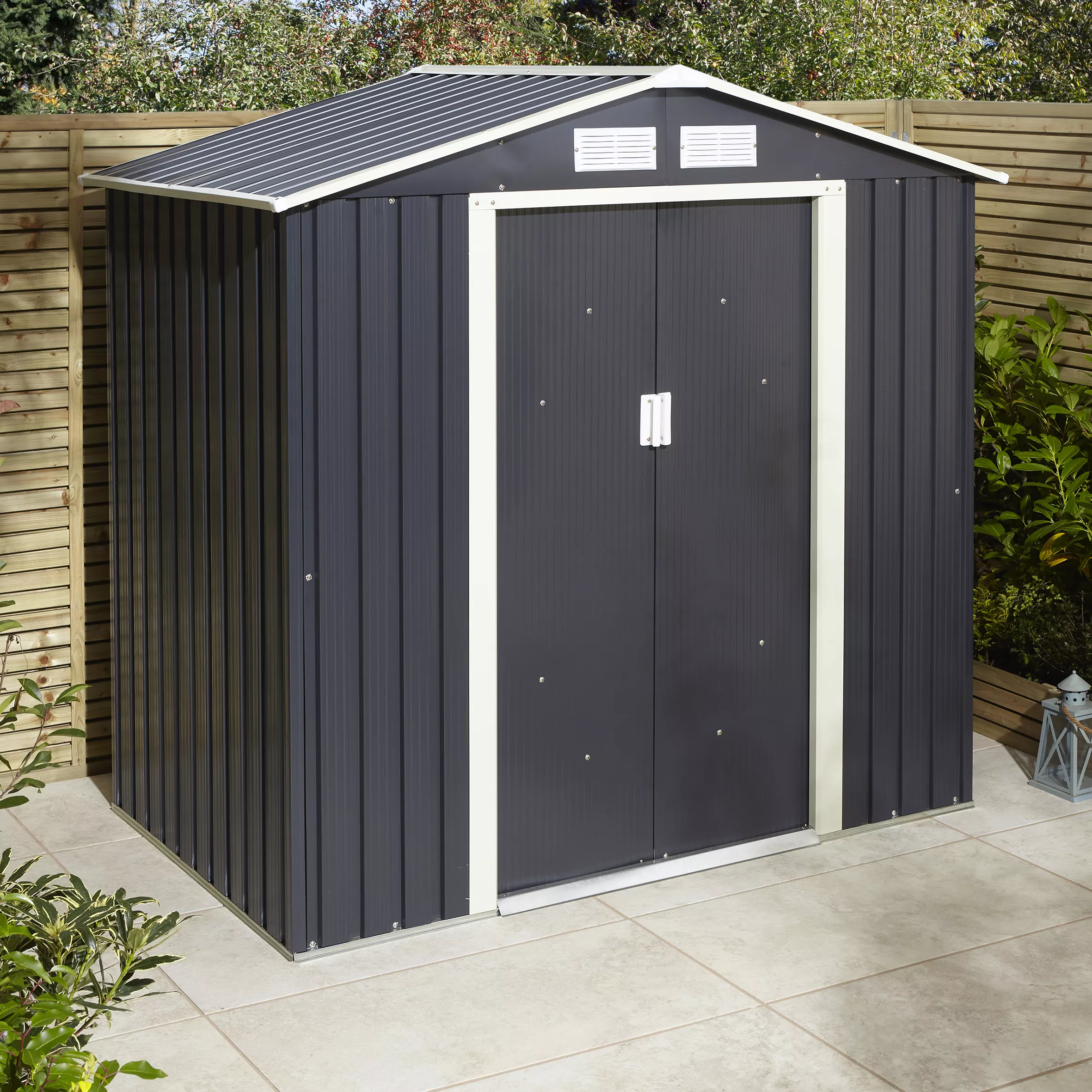 Rowlinson Trentvale 6x4 Apex Dark Grey Metal Shed - Image 11