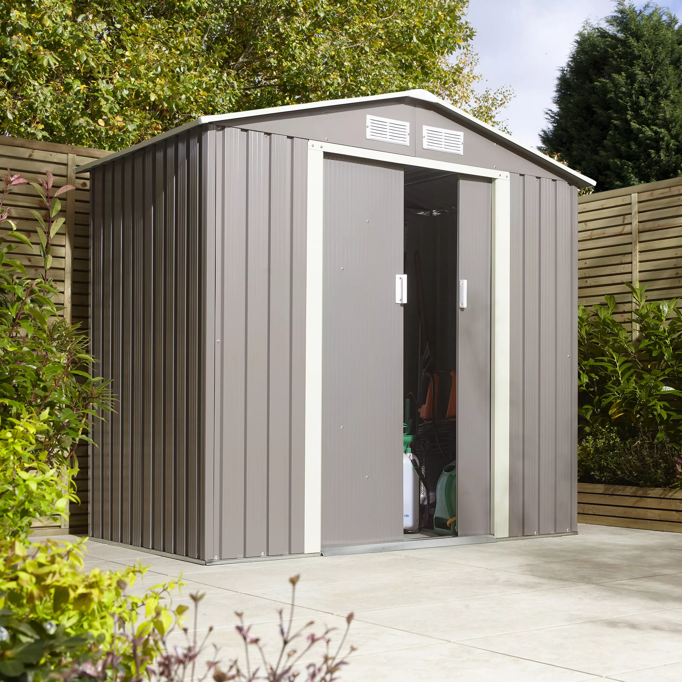 Rowlinson Trentvale 6x4 Pent Light Grey Metal Shed - Image 9