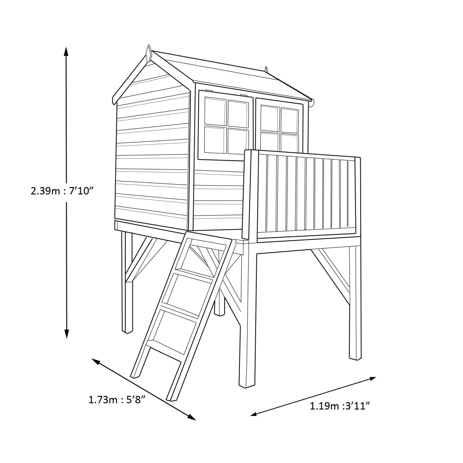 Shire 6x4 Bunny Whitewood Pine Playhouse Assembly Required - Image 5