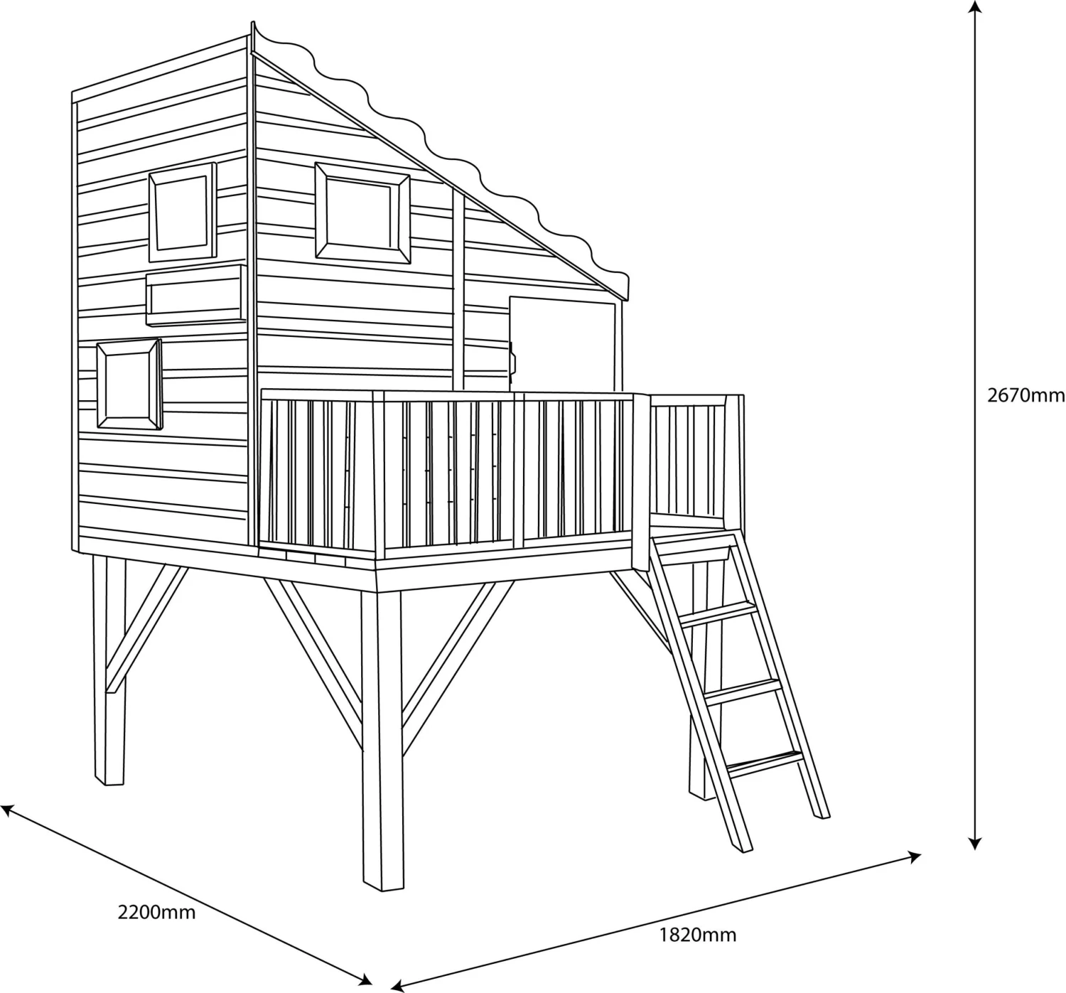 Shire 6x4 Command Post Whitewood Pine Playhouse Assembly Required - Image 8